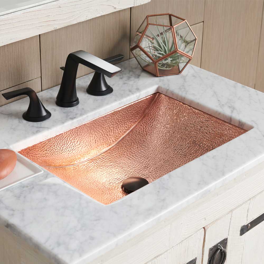 polished copper bathroom sink