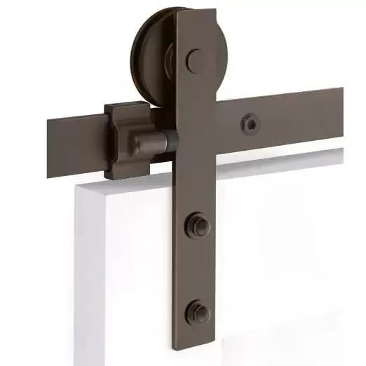 Emtek Modern Rectangular Face Mount Track with Solid Wheel and Classic Fastener by Emtek