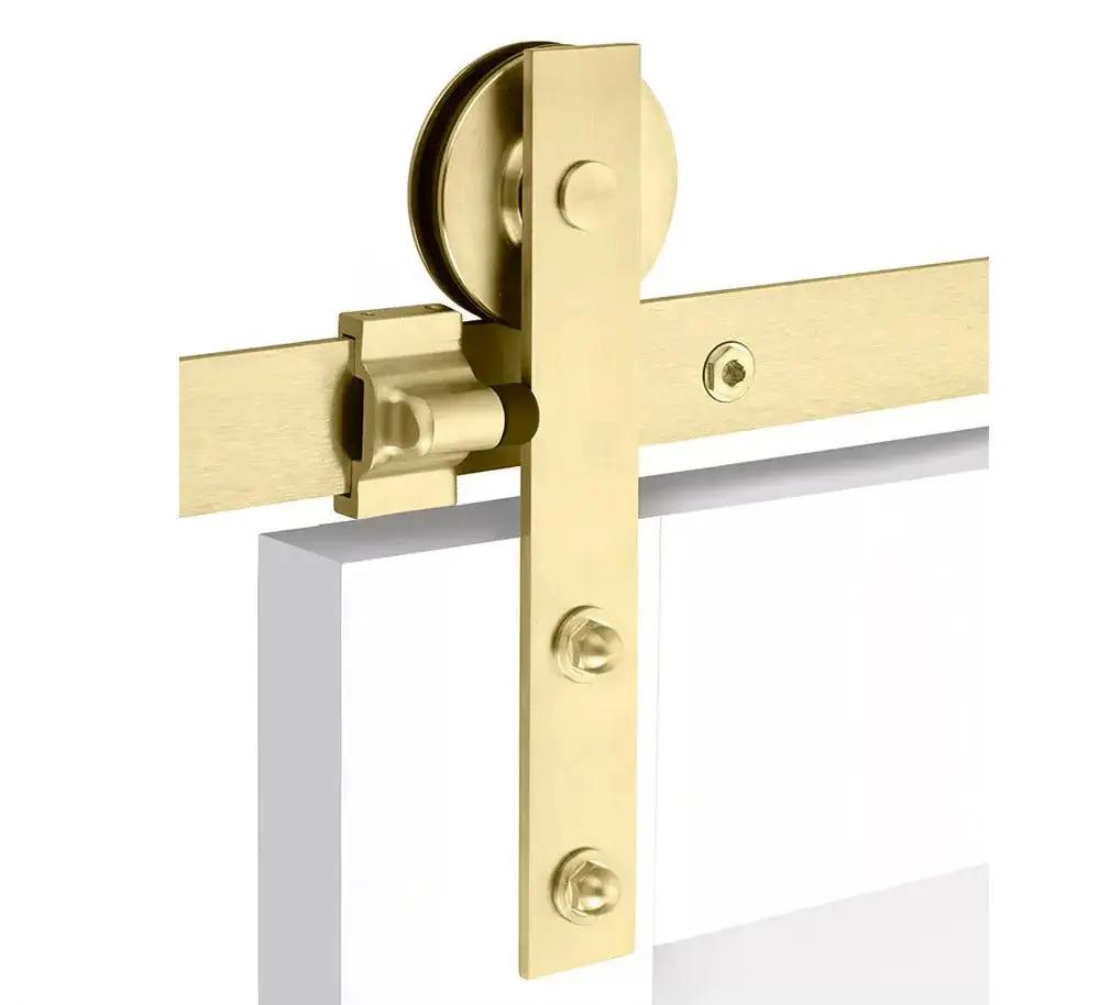 Emtek Modern Rectangular Face Mount Track with Solid Wheel and Classic Fastener for Double Doors by Emtek