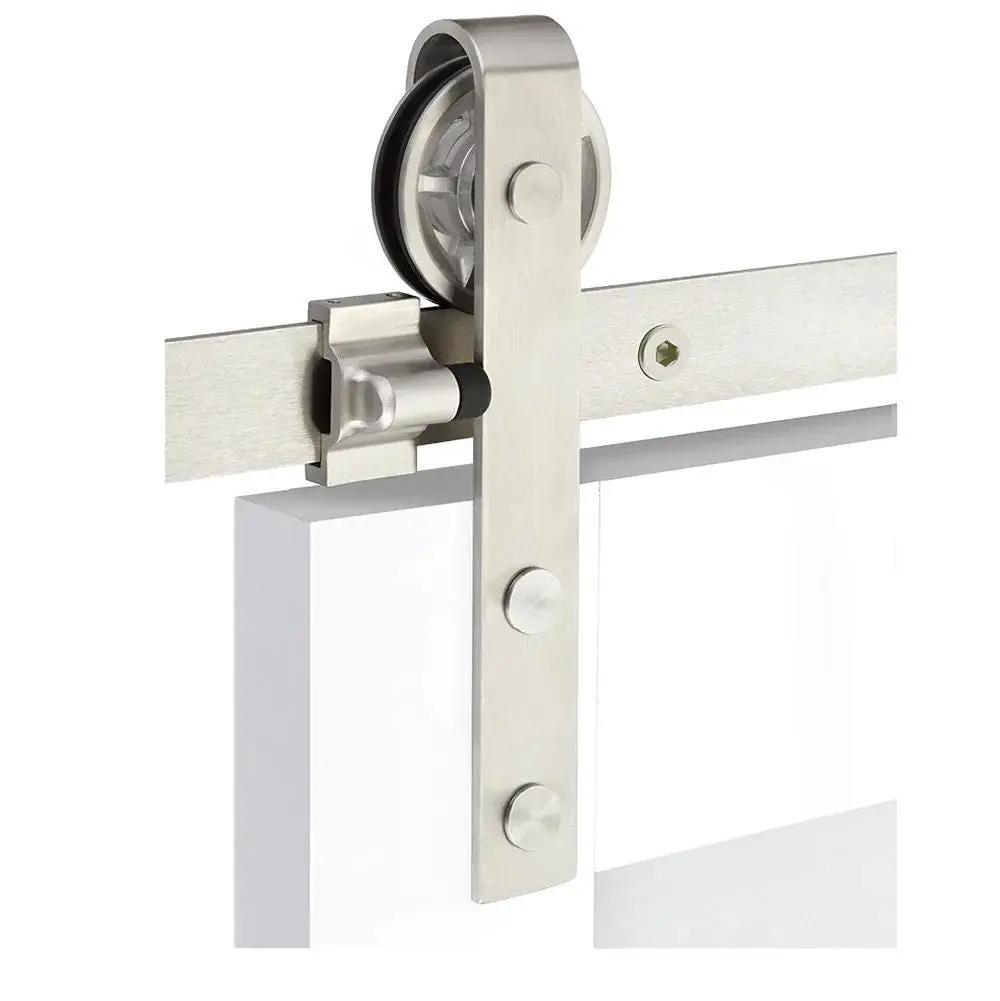 brushed stainless steel face mount track