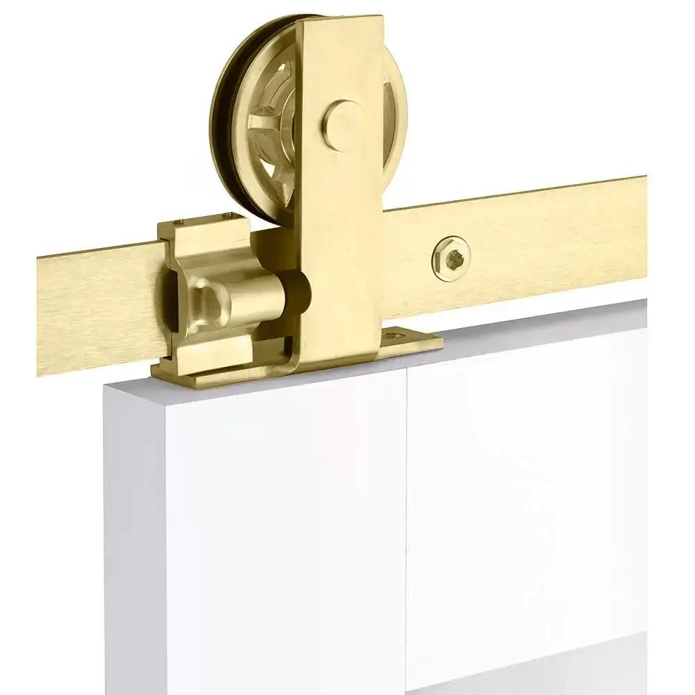 Emtek Modern Rectangular Top Mount Track with Spoked Wheel and Classic Fastener by Emtek