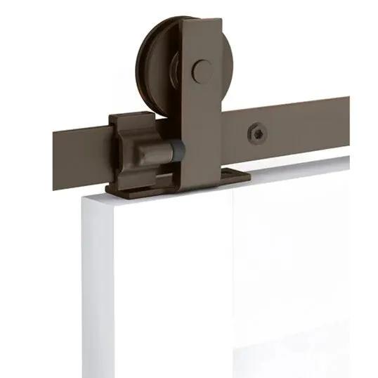 Emtek Modern Rectangular Top Mount Track with Solid Wheel and Classic Fastener by Emtek