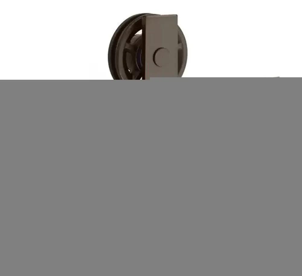 Emtek Modern Rectangular Top Mount Track with Spoked Wheel and Classic Fastener for Double Doors by Emtek