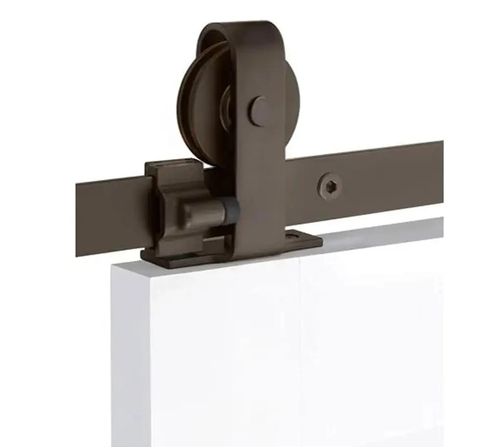 Emtek Classic Top Mount Track with Solid Wheel and Flat Fastener for Double Doors by Emtek