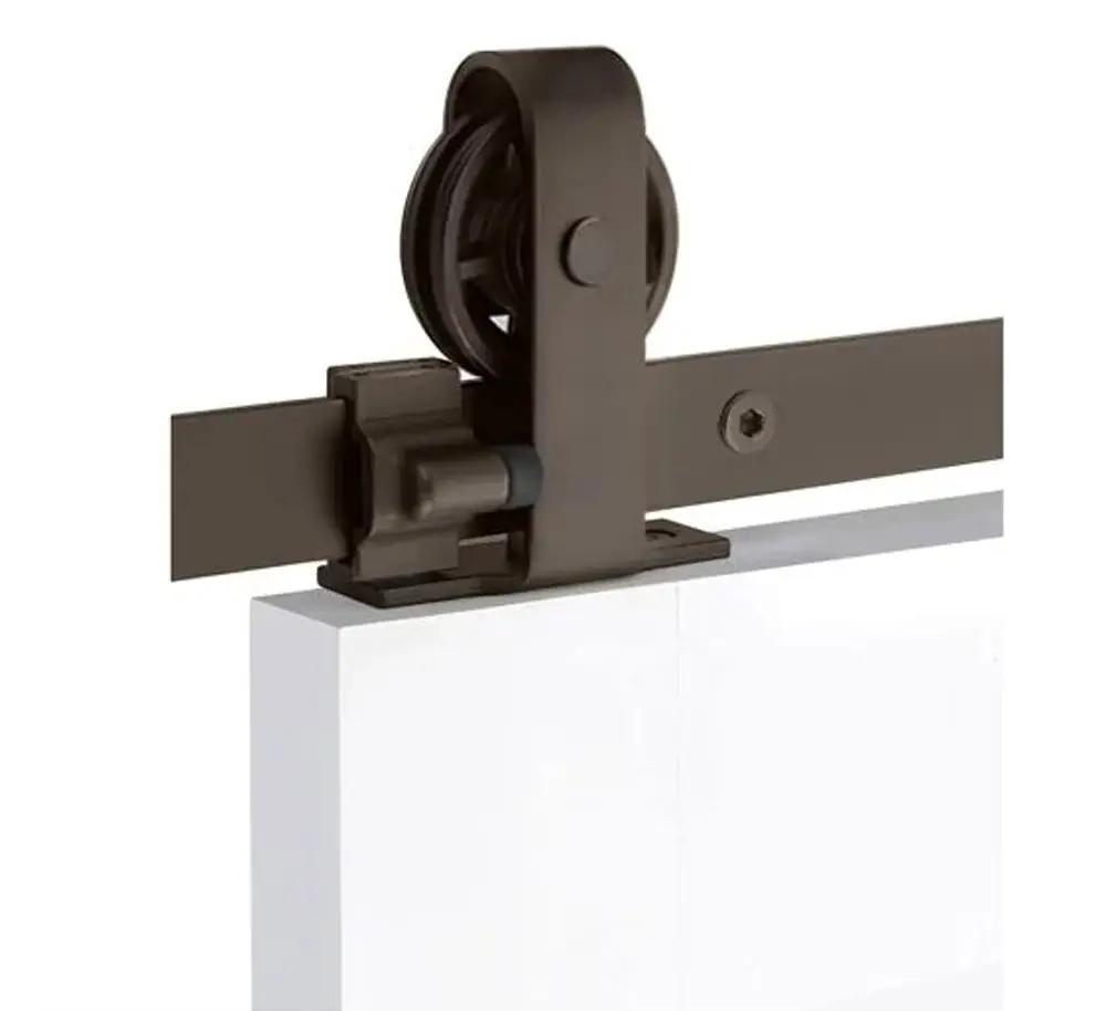 Emtek Classic Top Mount Track with Spoked Wheel and Flat Fastener for Double Doors by Emtek
