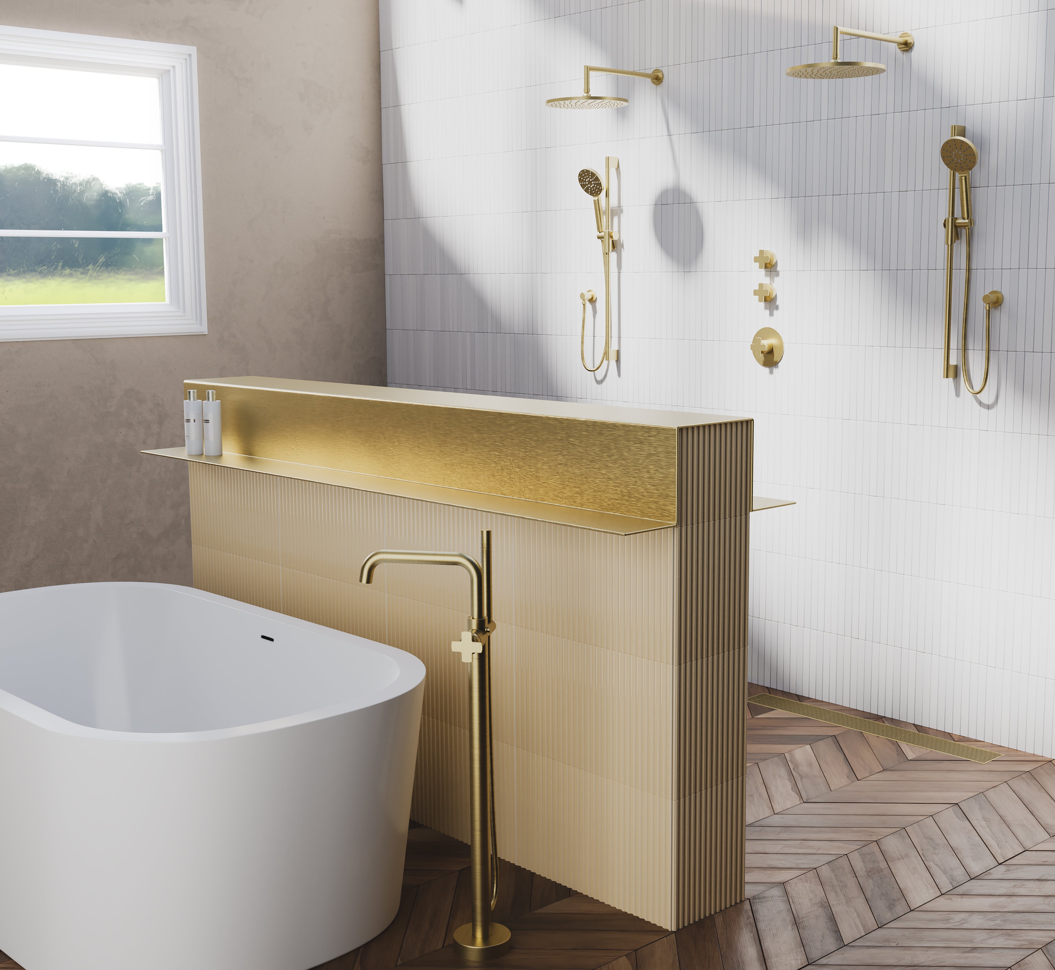 satin brass thermostatic valve