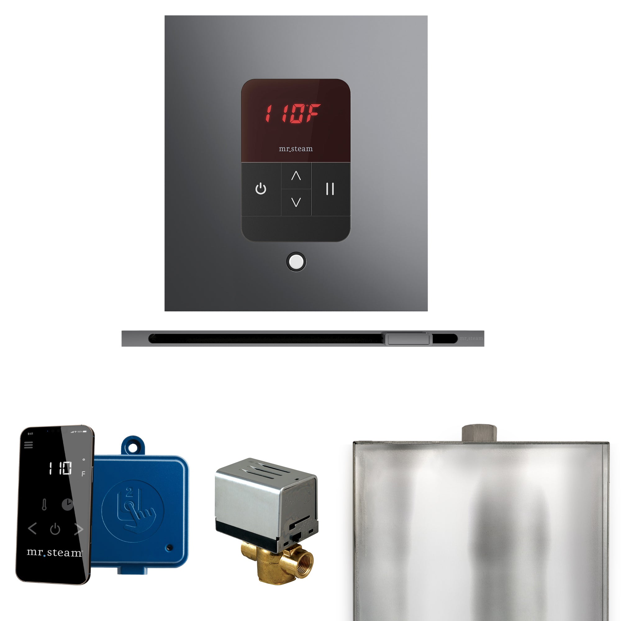 Mr Steam Basic Butler Steam Shower Control Package with Square iTempo Control and Linear Steamhead