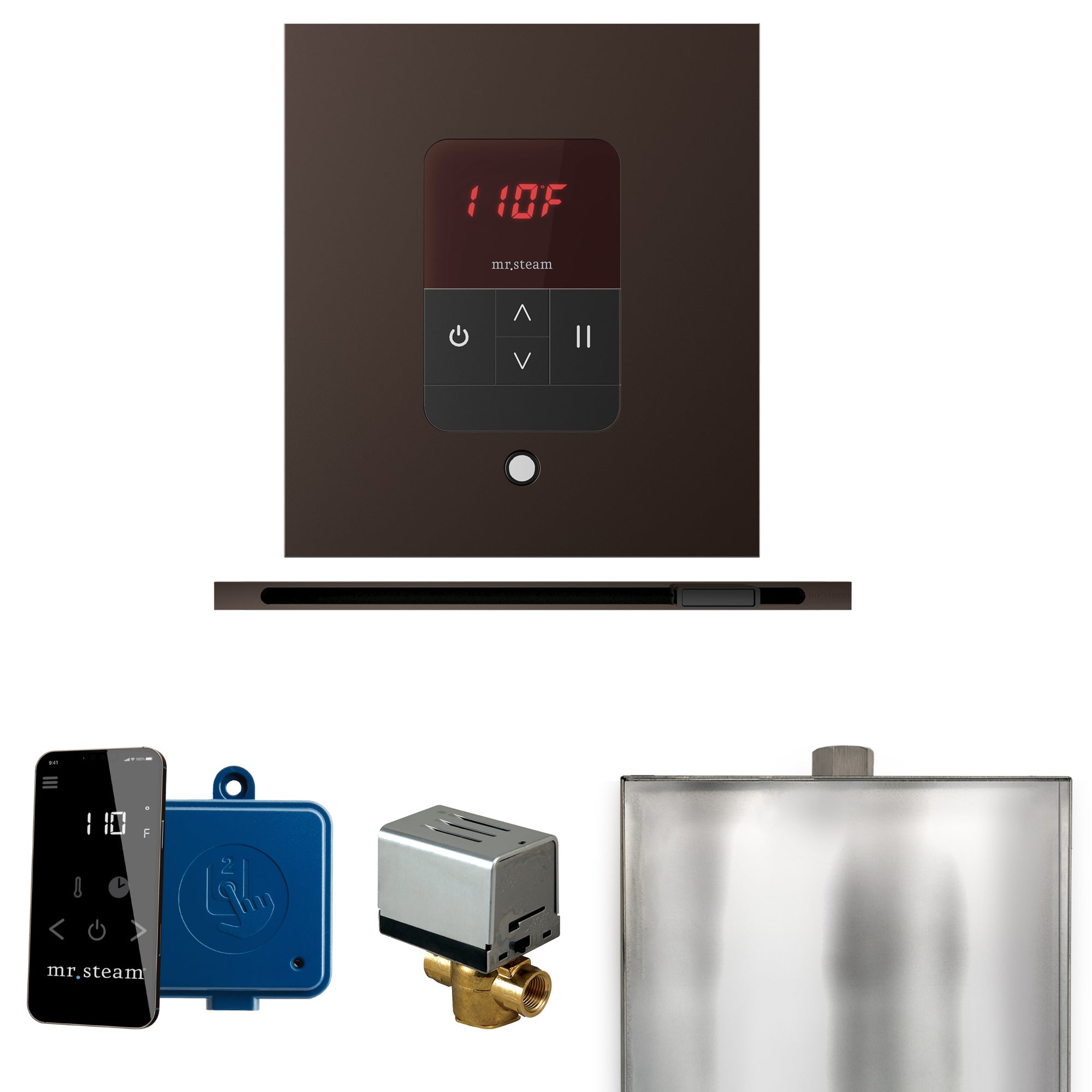 Mr Steam Basic Butler Steam Shower Control Package with Square iTempo Control and Linear Steamhead