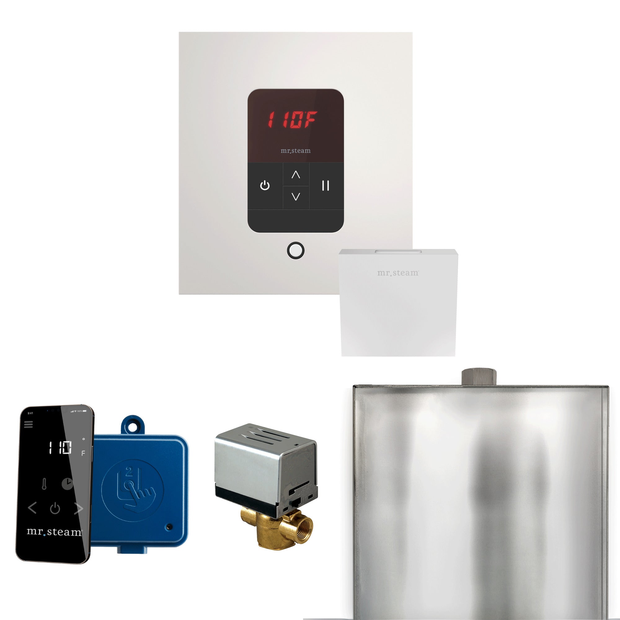Mr Steam Basic Butler Steam Shower Control Package with Square iTempo Control and Linear Steamhead