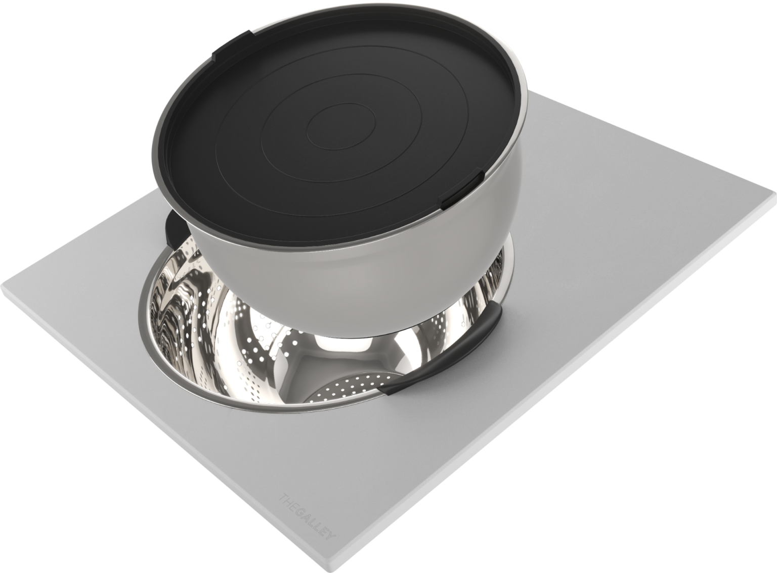 The Galley Mixing Bowl 11" and Colander 11", Dual Tier Platform 17" x 18" Set by The Galley