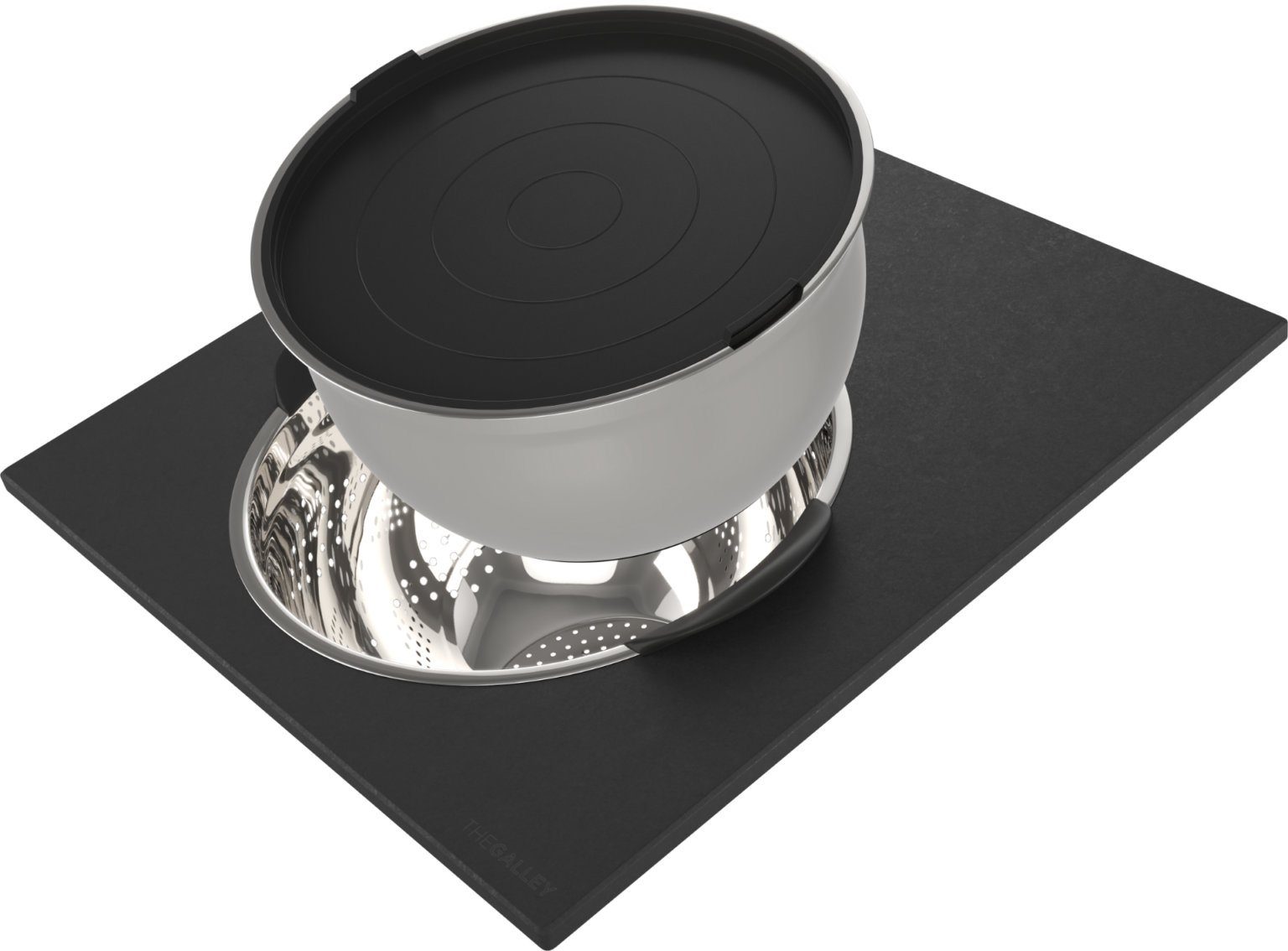 The Galley Mixing Bowl 11" and Colander 11", Dual Tier Platform 17" x 18" Set by The Galley
