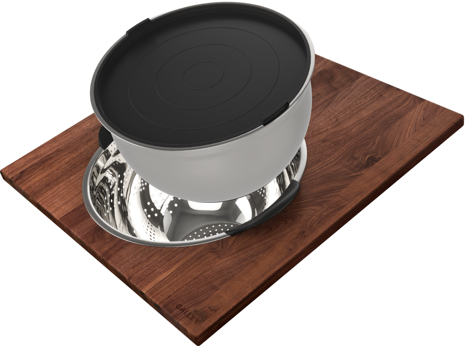 The Galley Mixing Bowl 11" and Colander 11", Dual Tier Platform 17" x 18" Set by The Galley