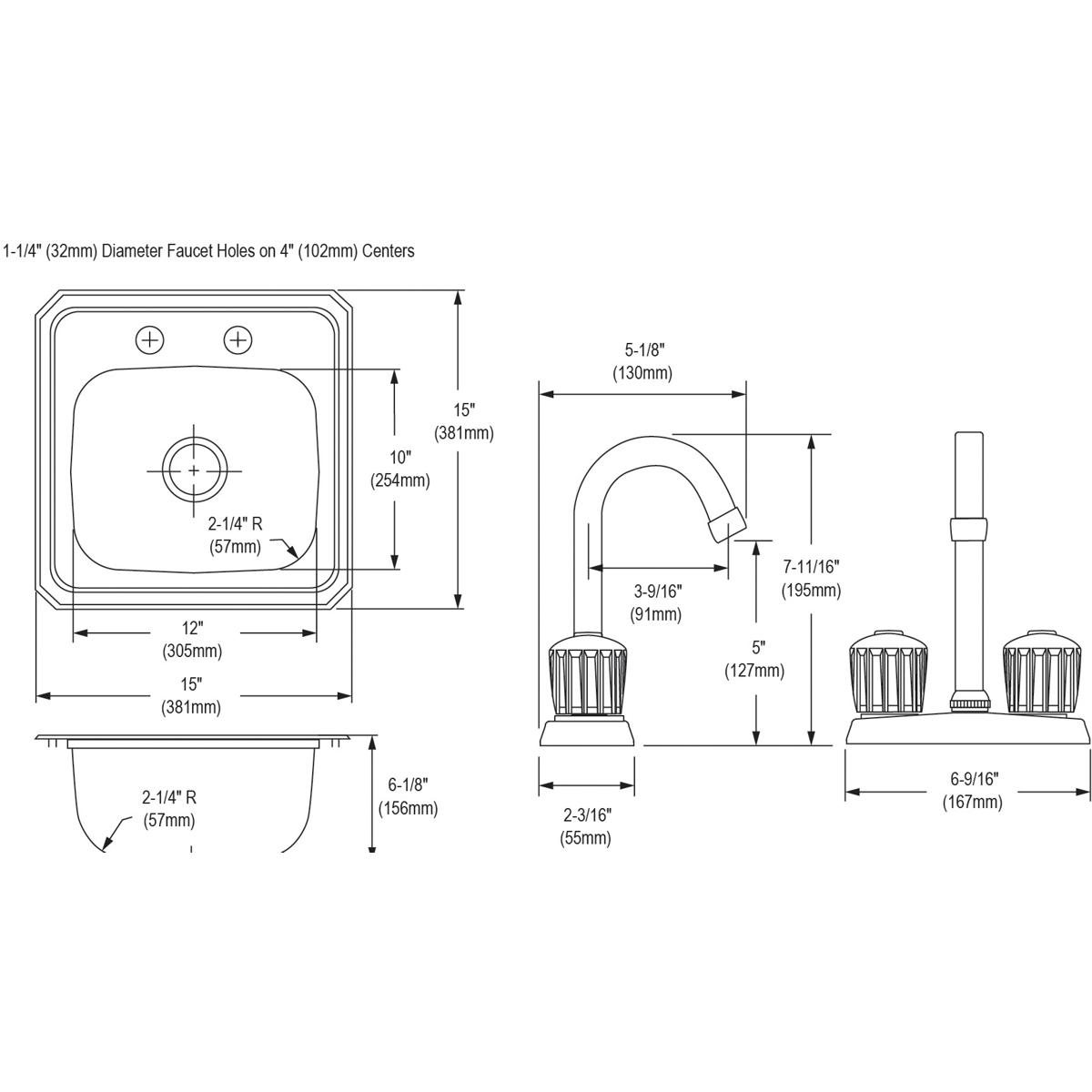 brushed satin drop-in bar sink