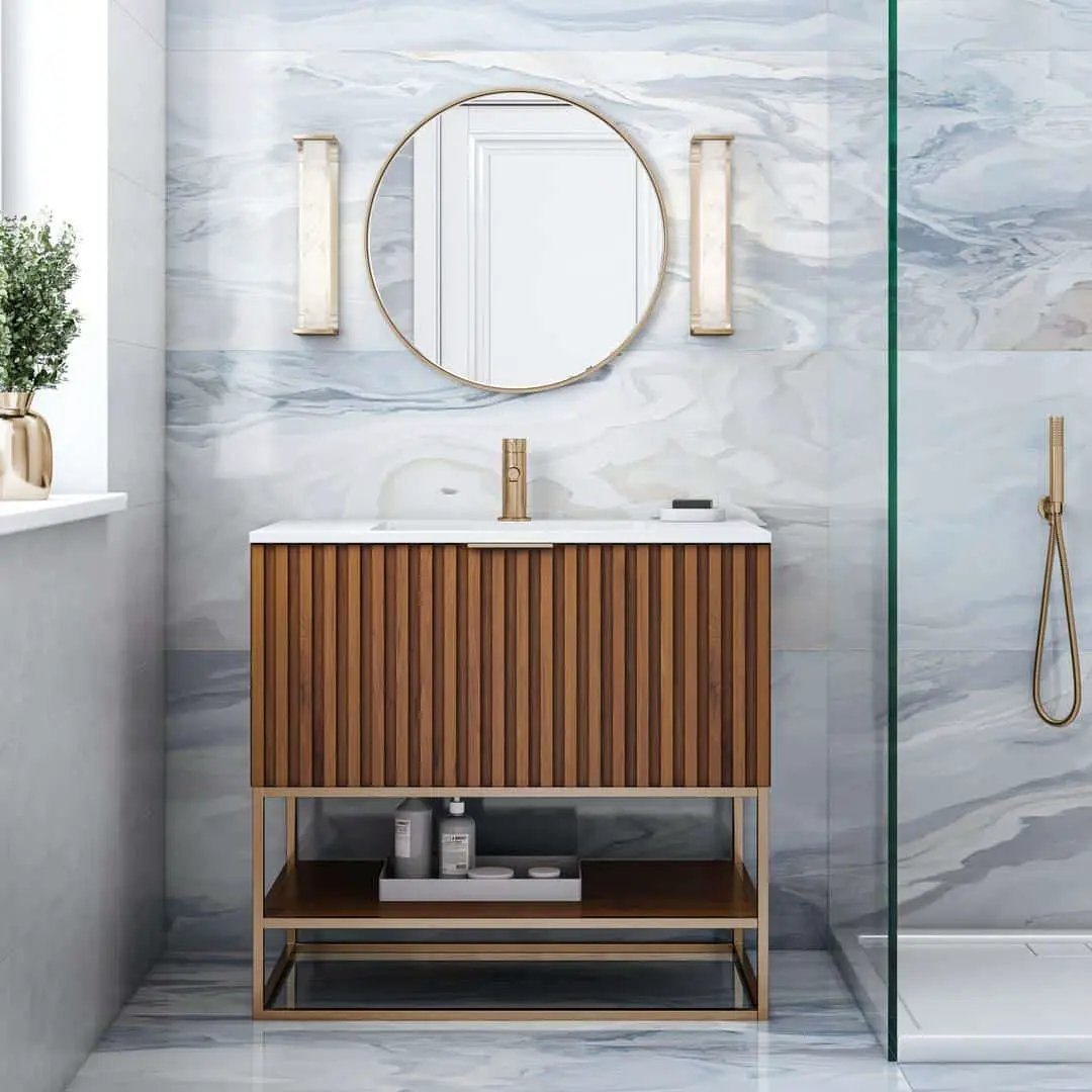 white quartz vanity