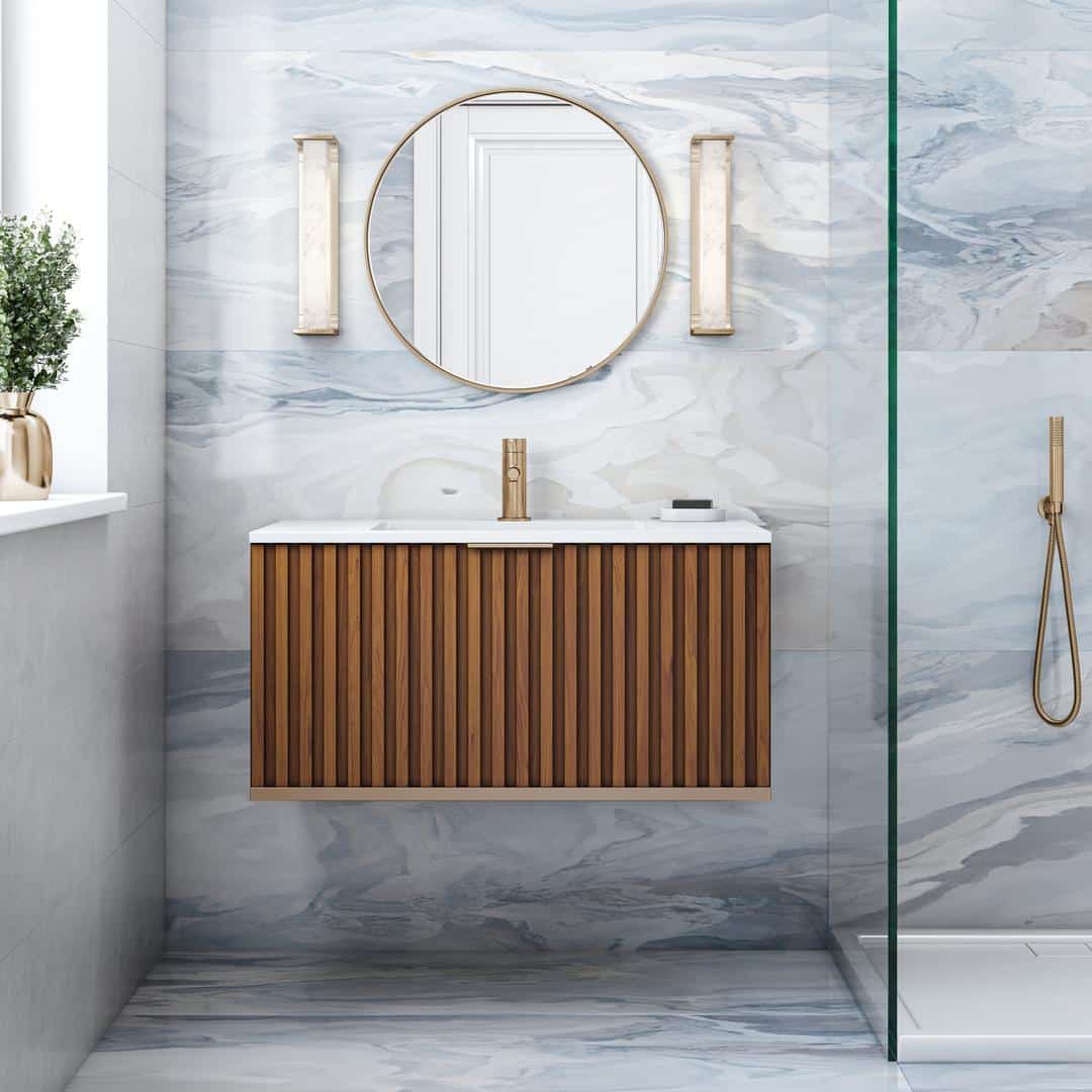 white quartz vanity
