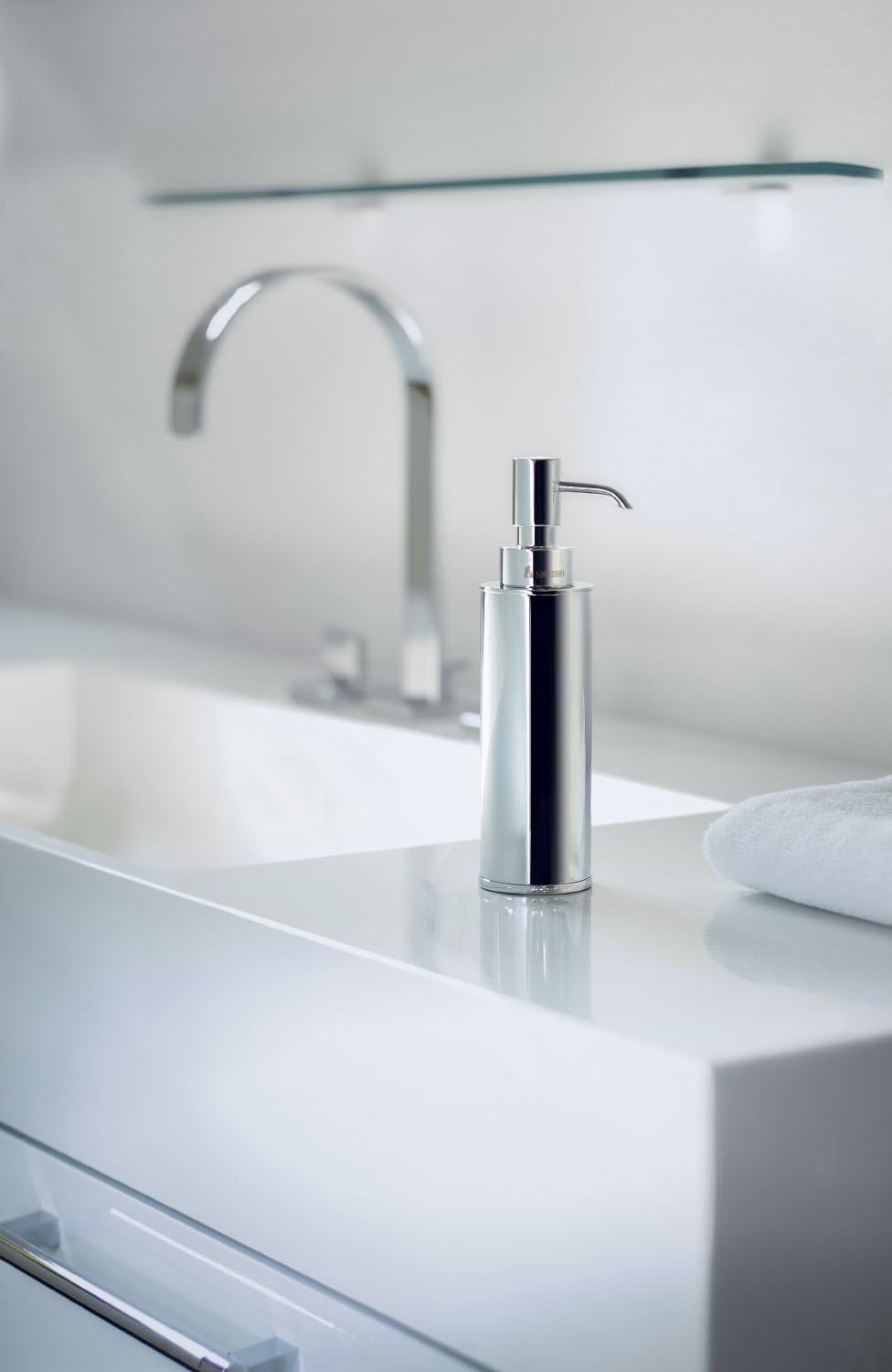 polished chrome soap dispenser