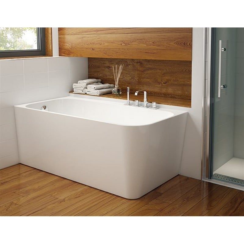 Fleurco Aria Stone 59" x 29 1/2" x 24" Kapelle Unique corner style tub - White