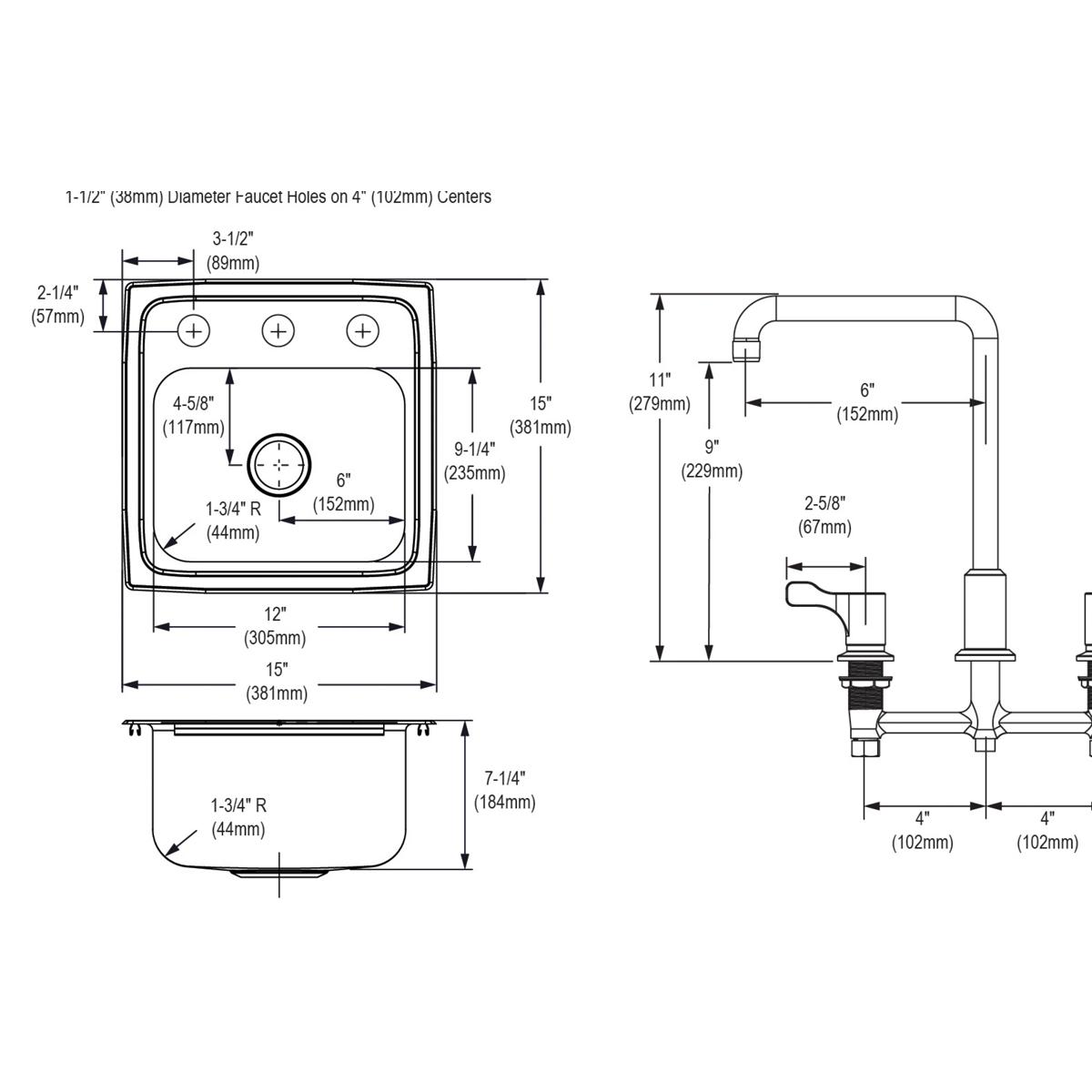 lustrous satin drop-in bar sink