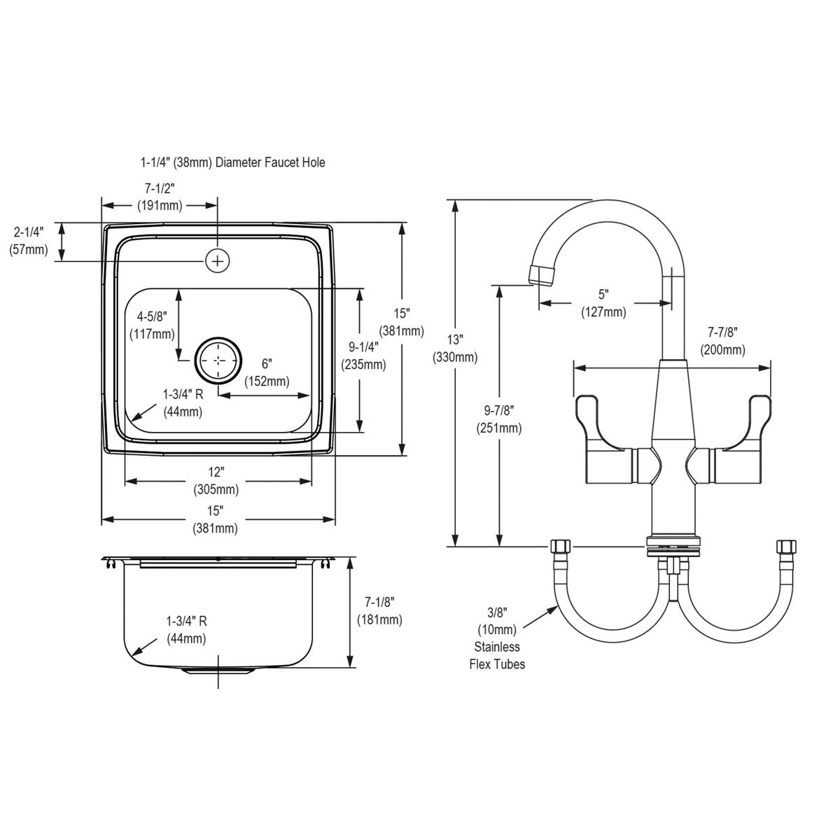 lustrous satin drop-in bar sink