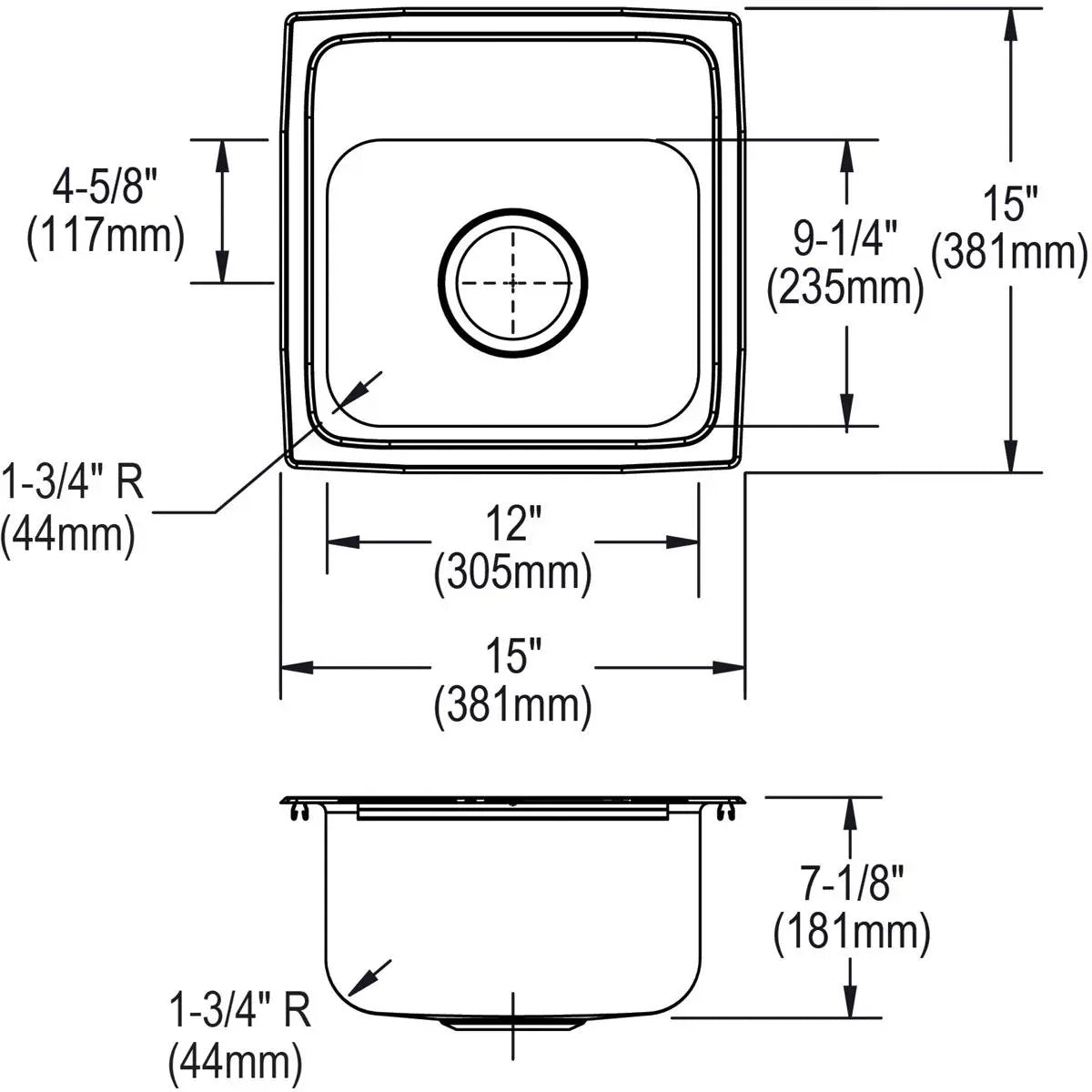 lustrous satin drop-in bar sink