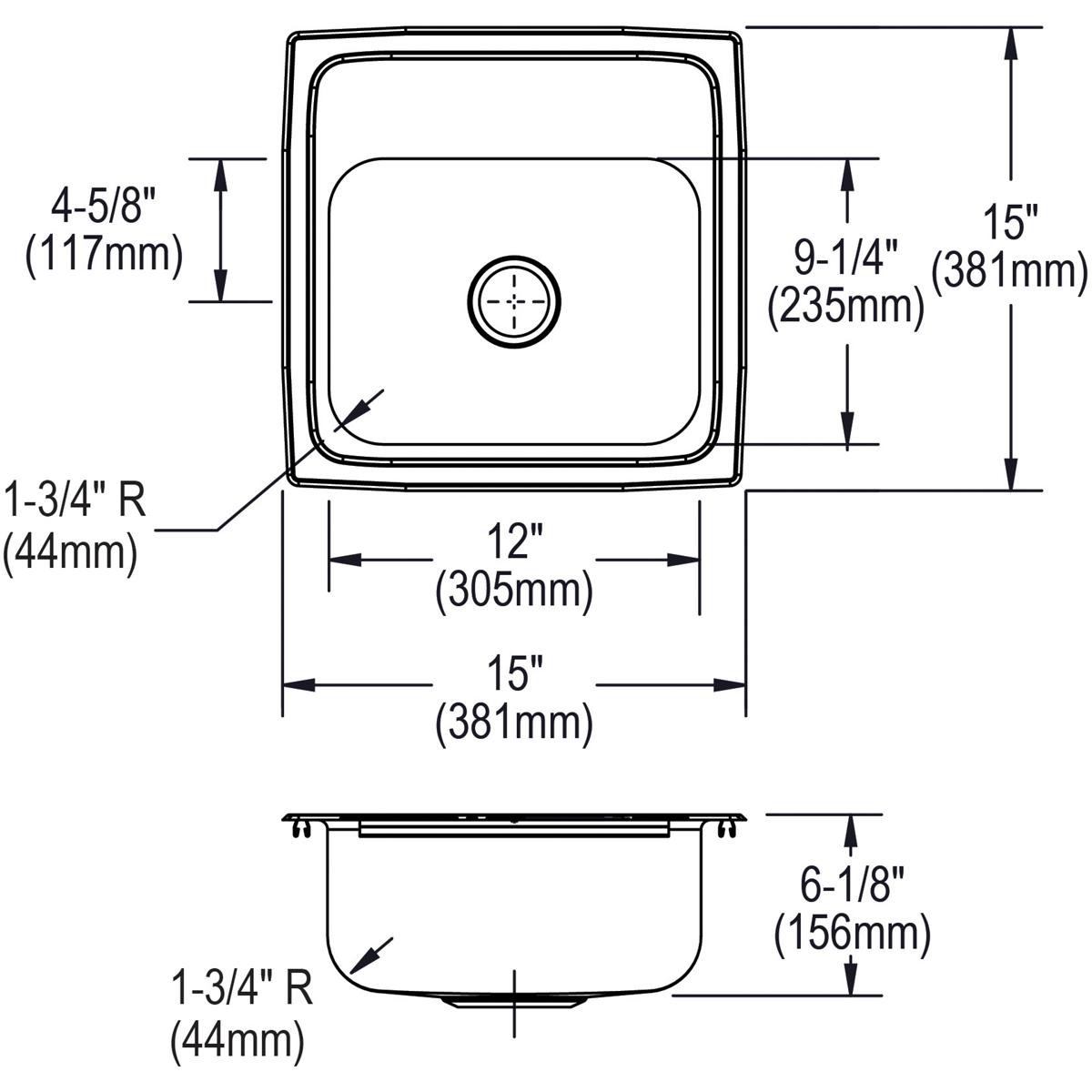 lustrous satin drop-in bar sink