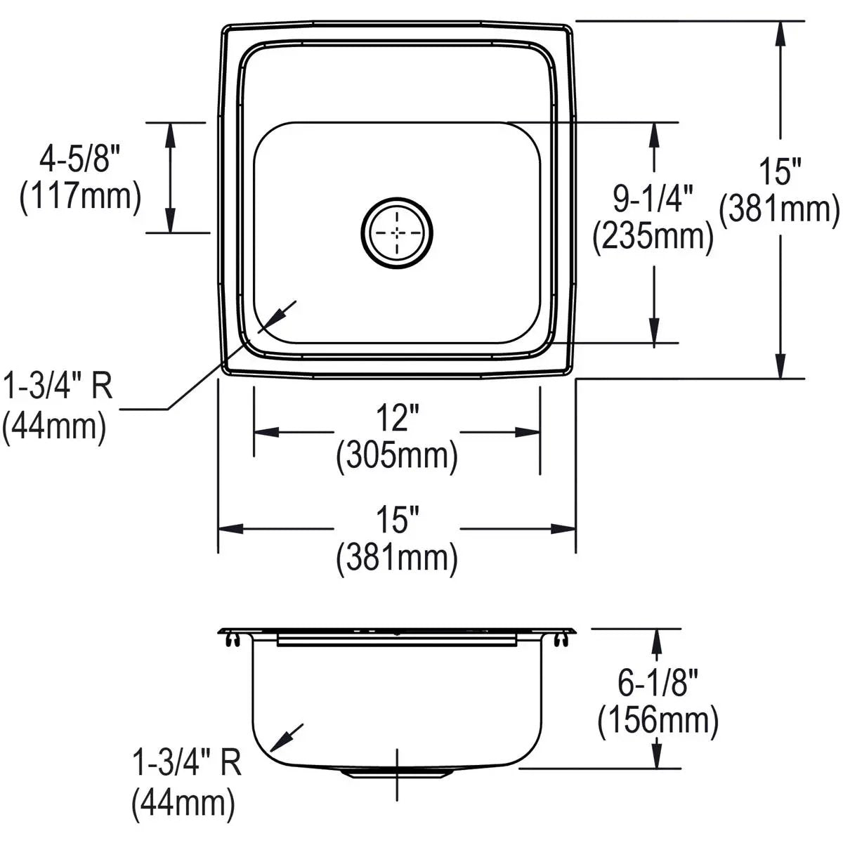 lustertone single bowl drop-in bar sink