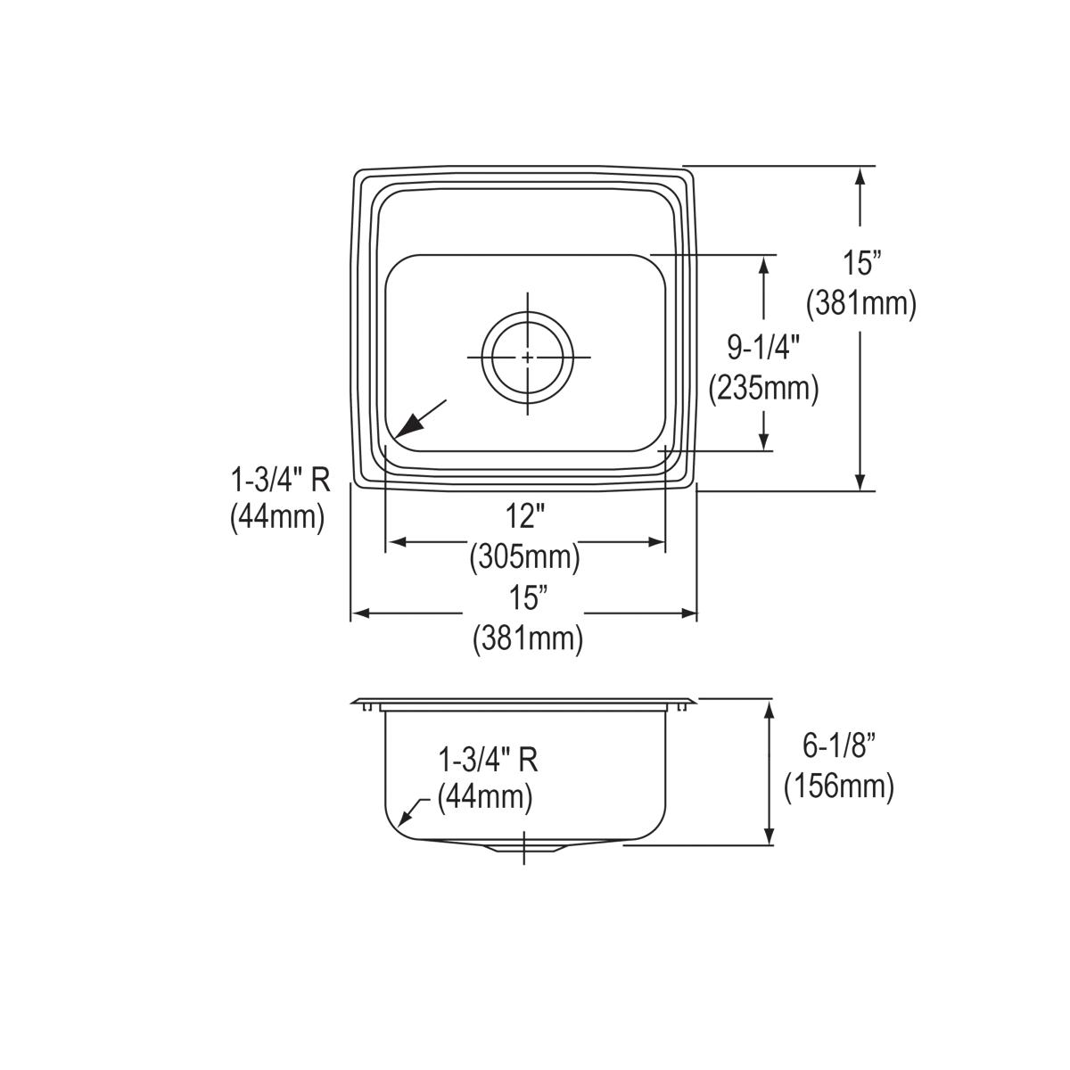 brushed satin single bowl drop-in bar sink
