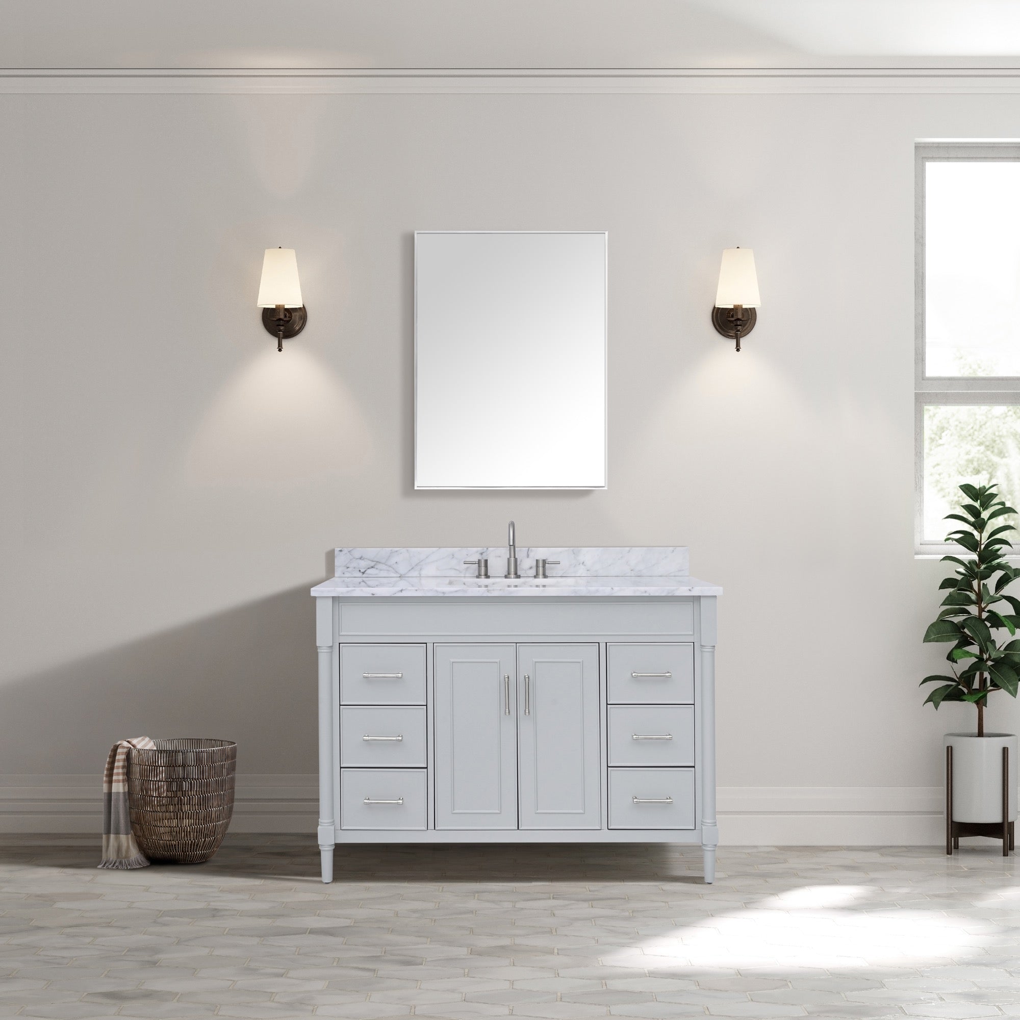 light gray vanity set