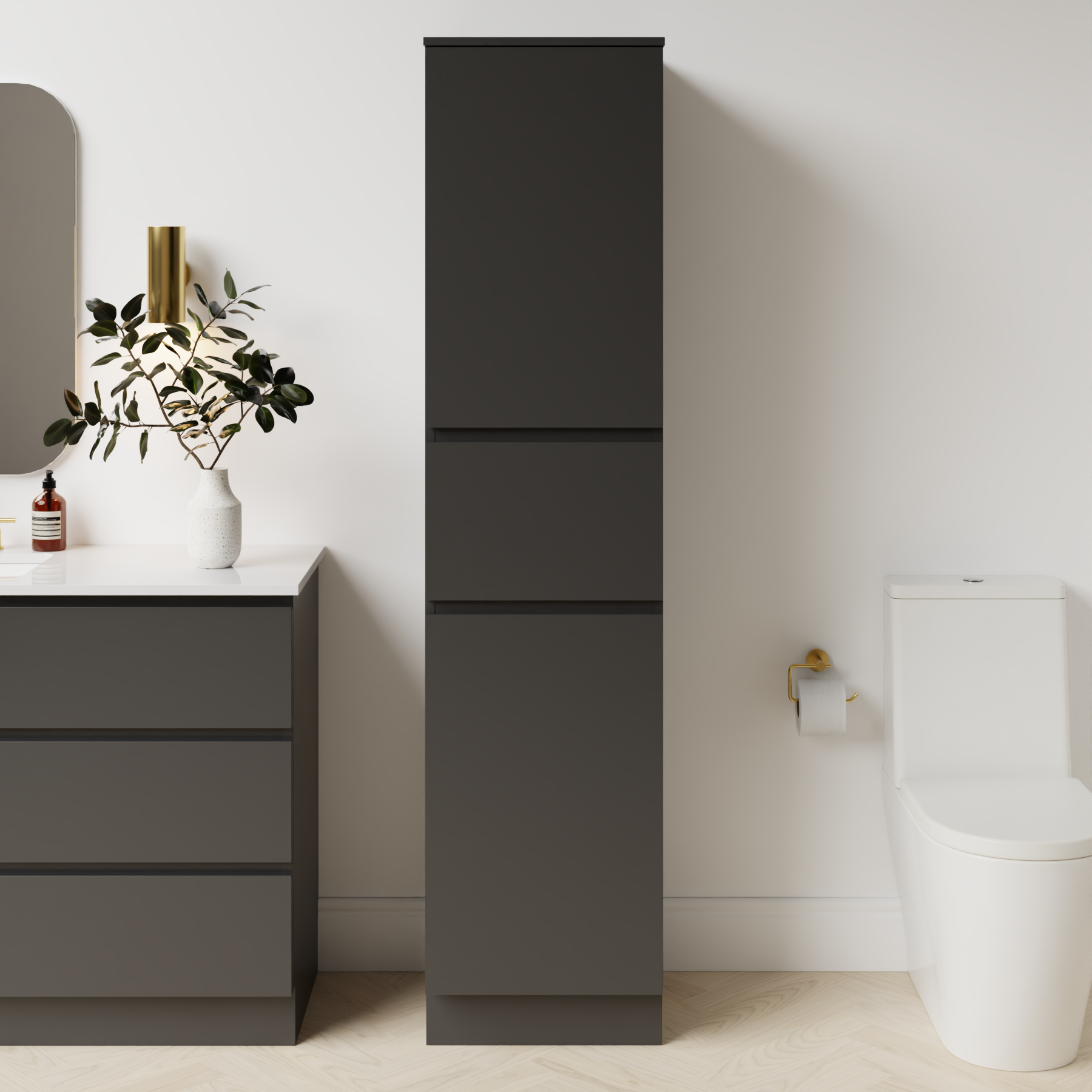 dark grey satin paint linen closet