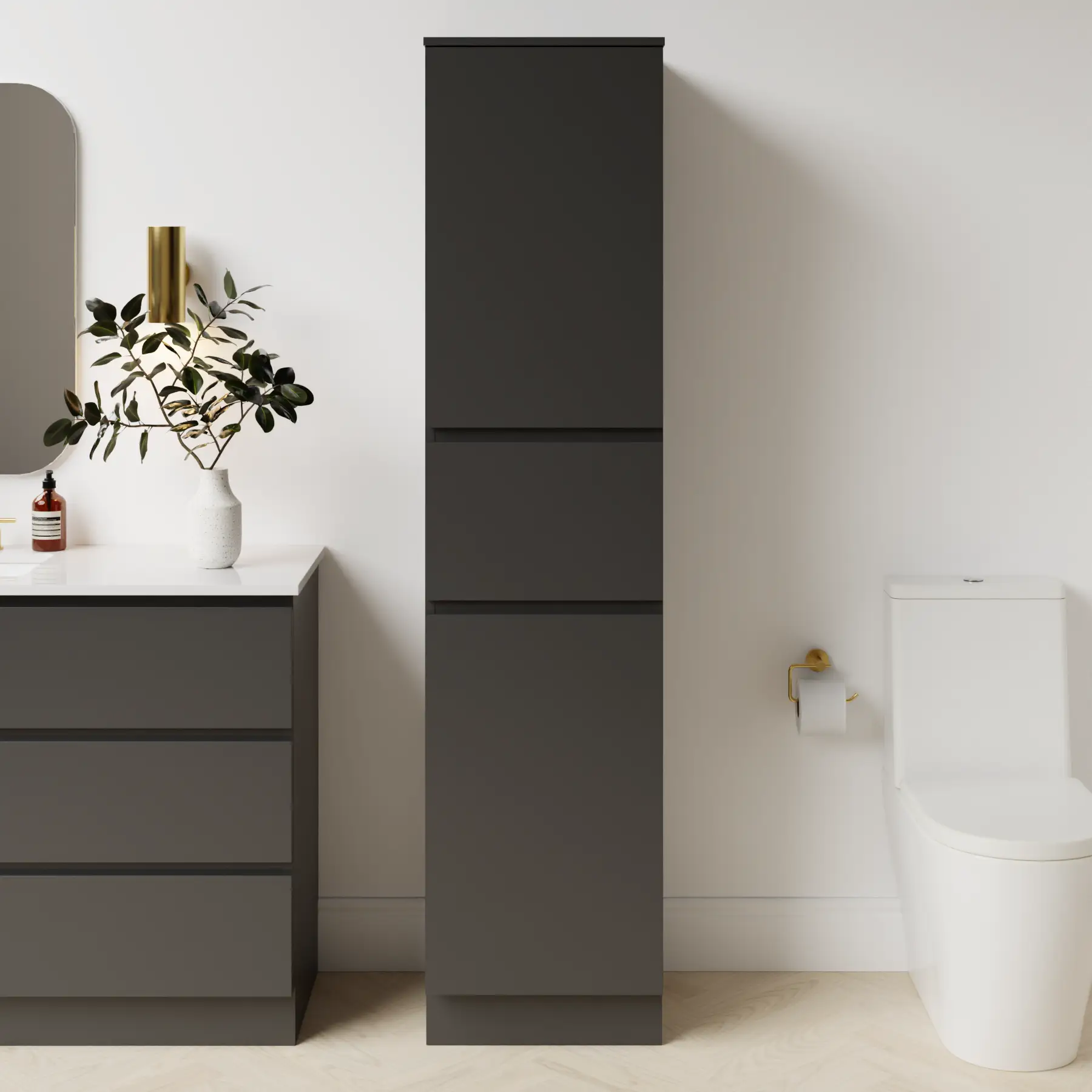 dark grey satin paint linen closet