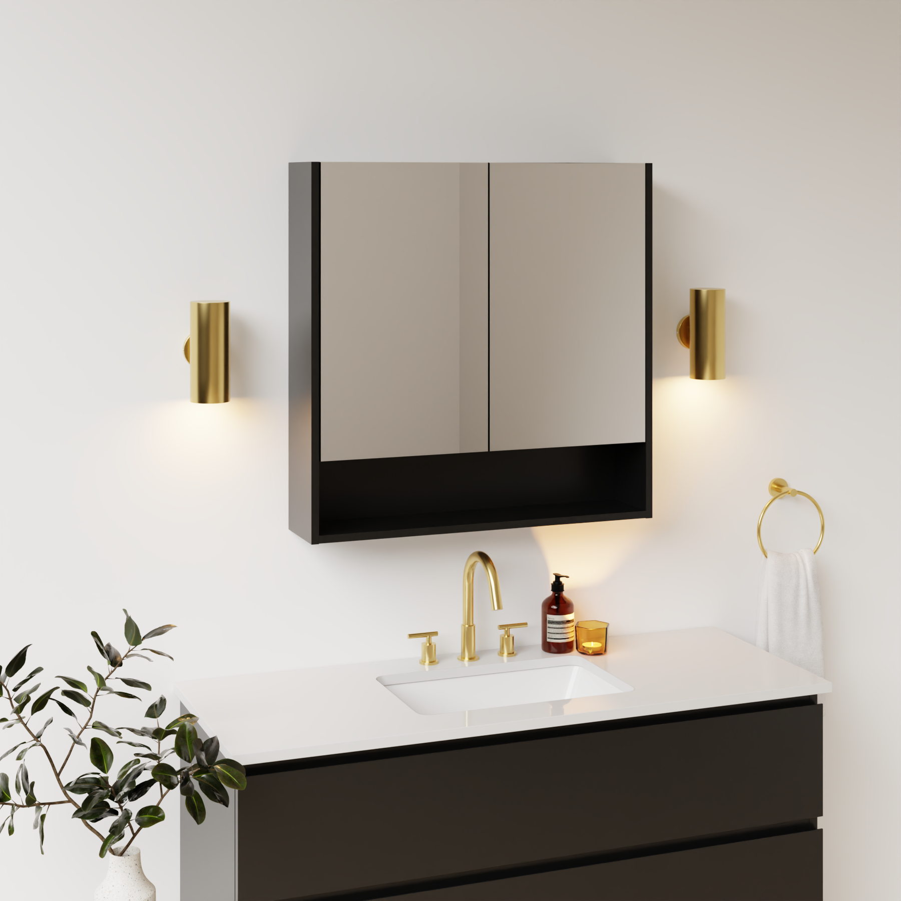 black satin paint medicine cabinet