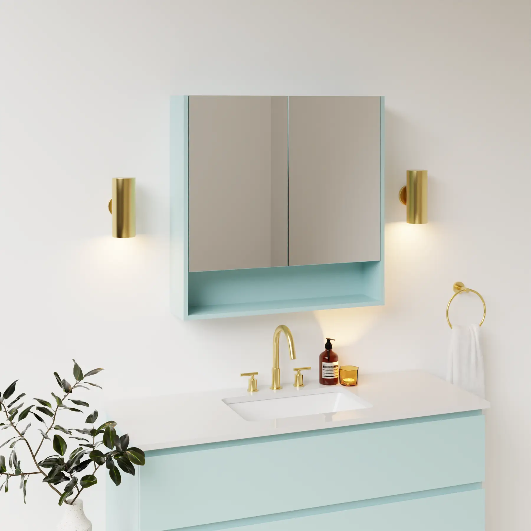 duck egg blue satin paint medicine cabinet