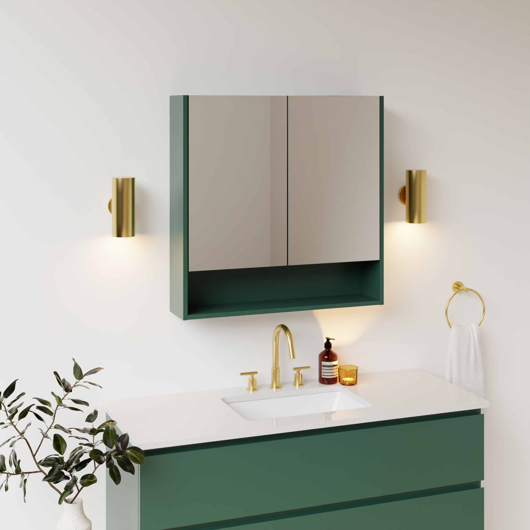 emerald green satin paint medicine cabinet