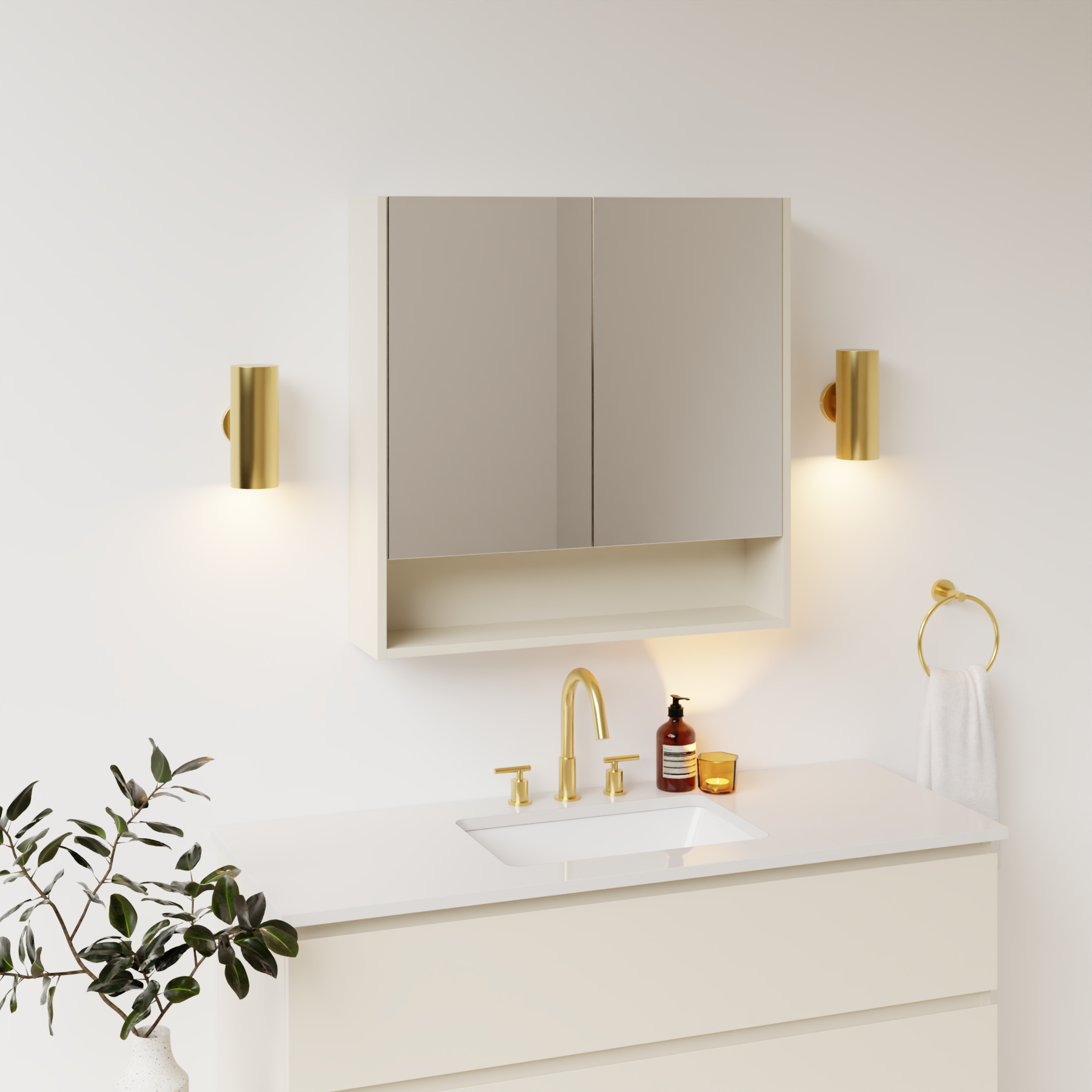 grey beige satin paint medicine cabinet