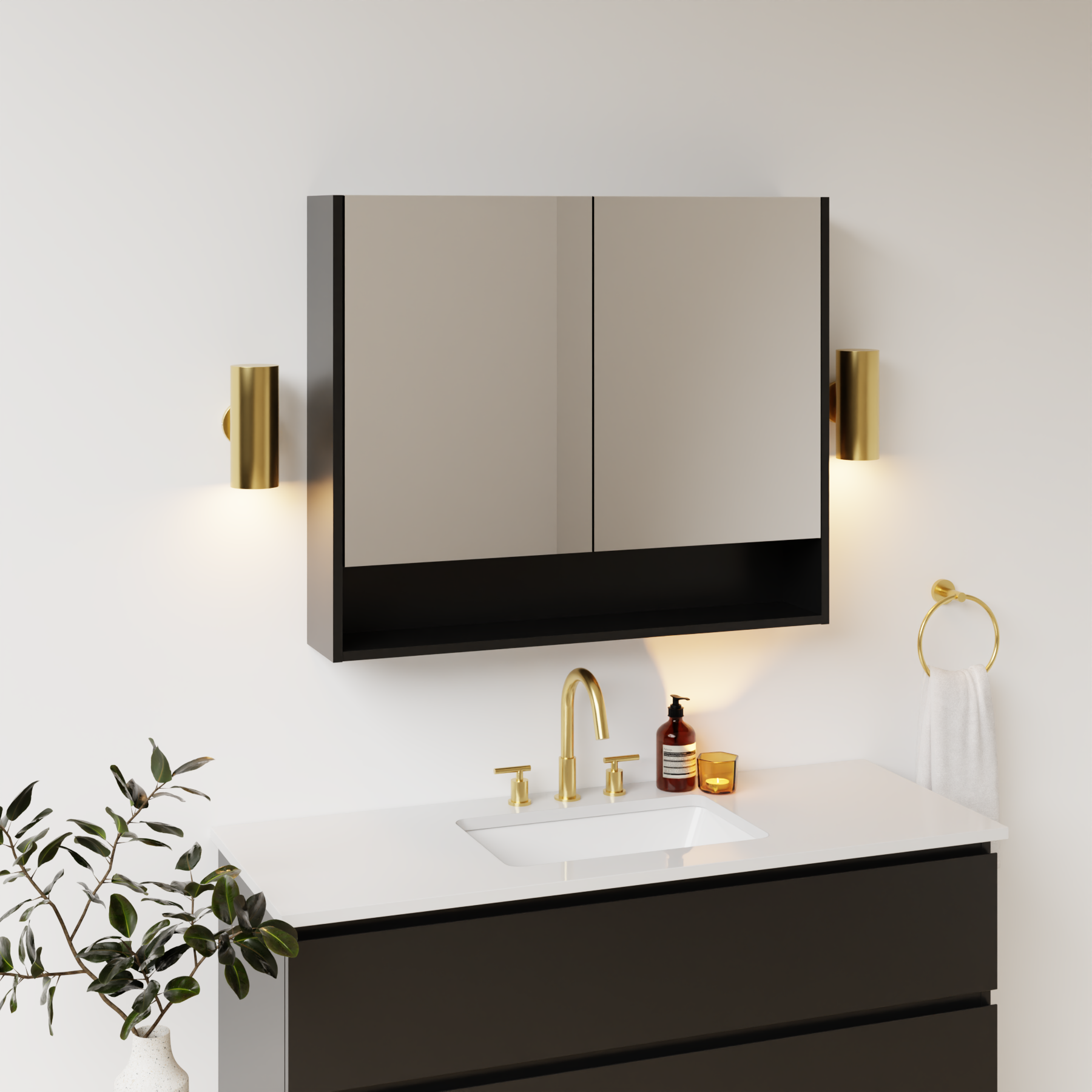 black satin paint medicine cabinet