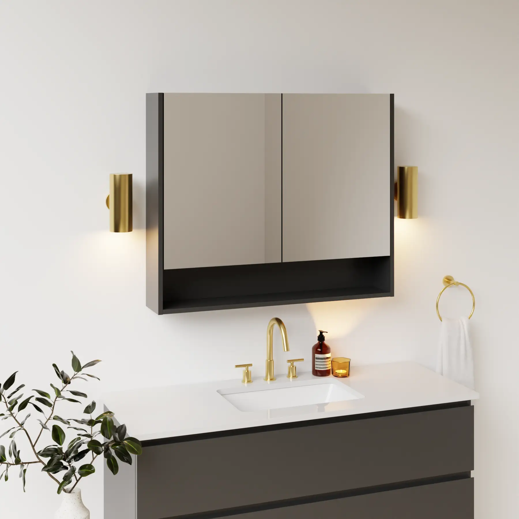 dark grey satin paint medicine cabinet