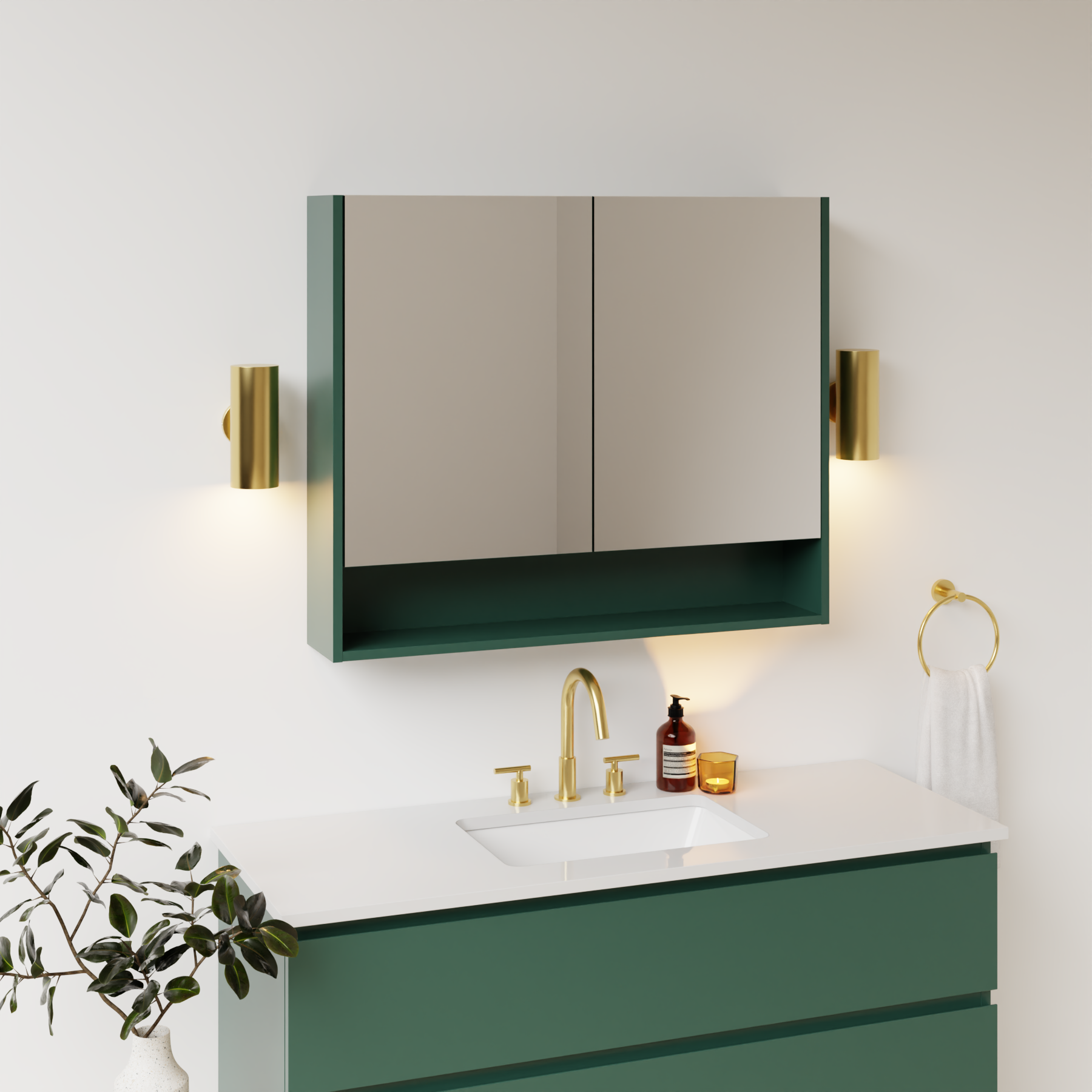 emerald green satin paint medicine cabinet