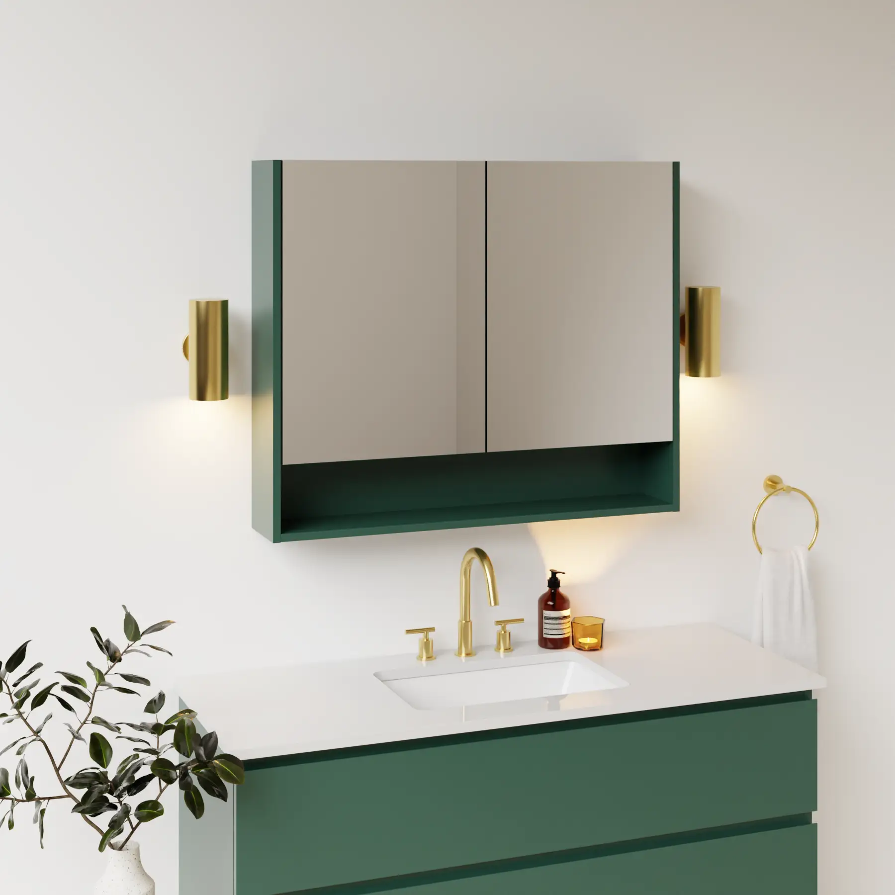 emerald green satin paint medicine cabinet