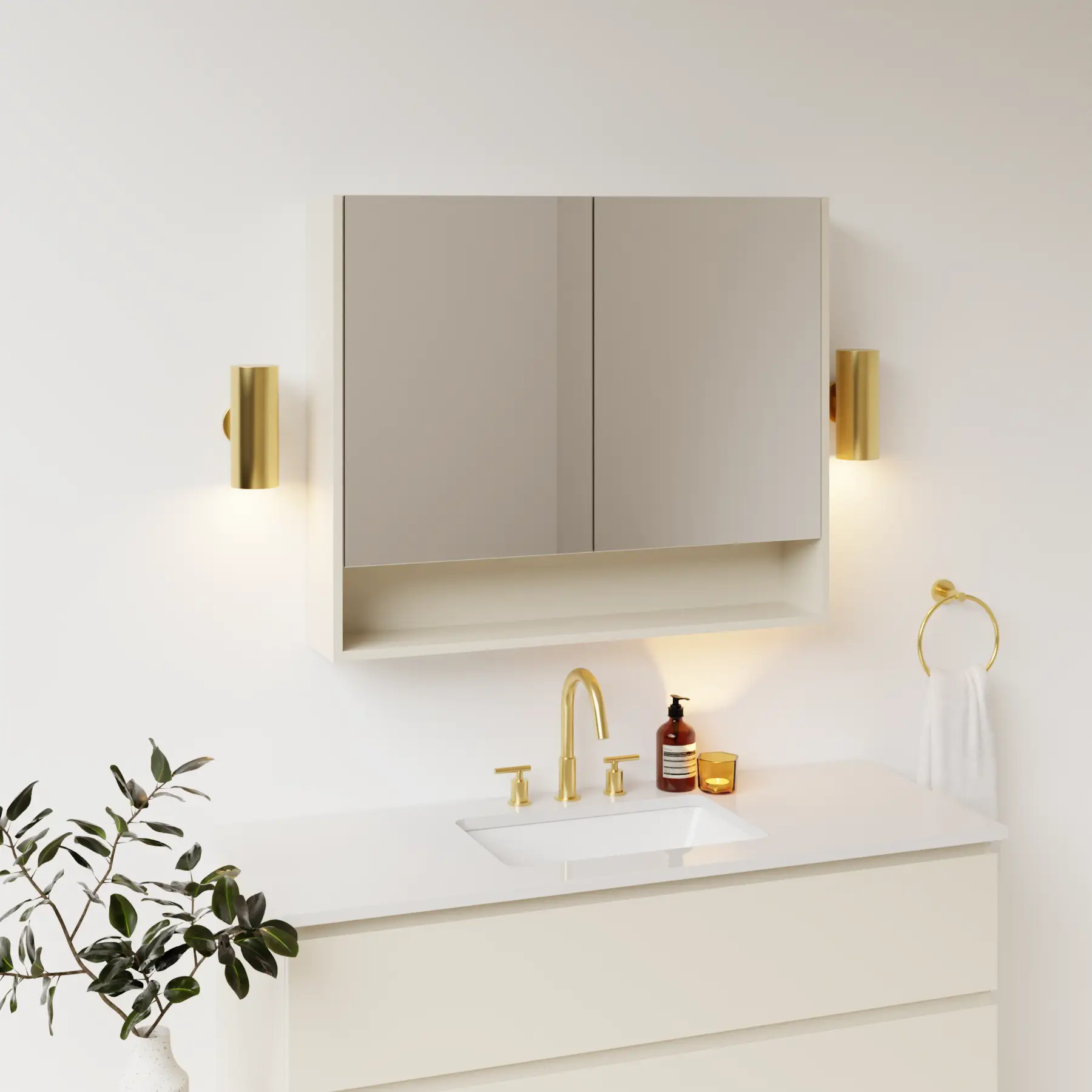 grey beige satin paint medicine cabinet