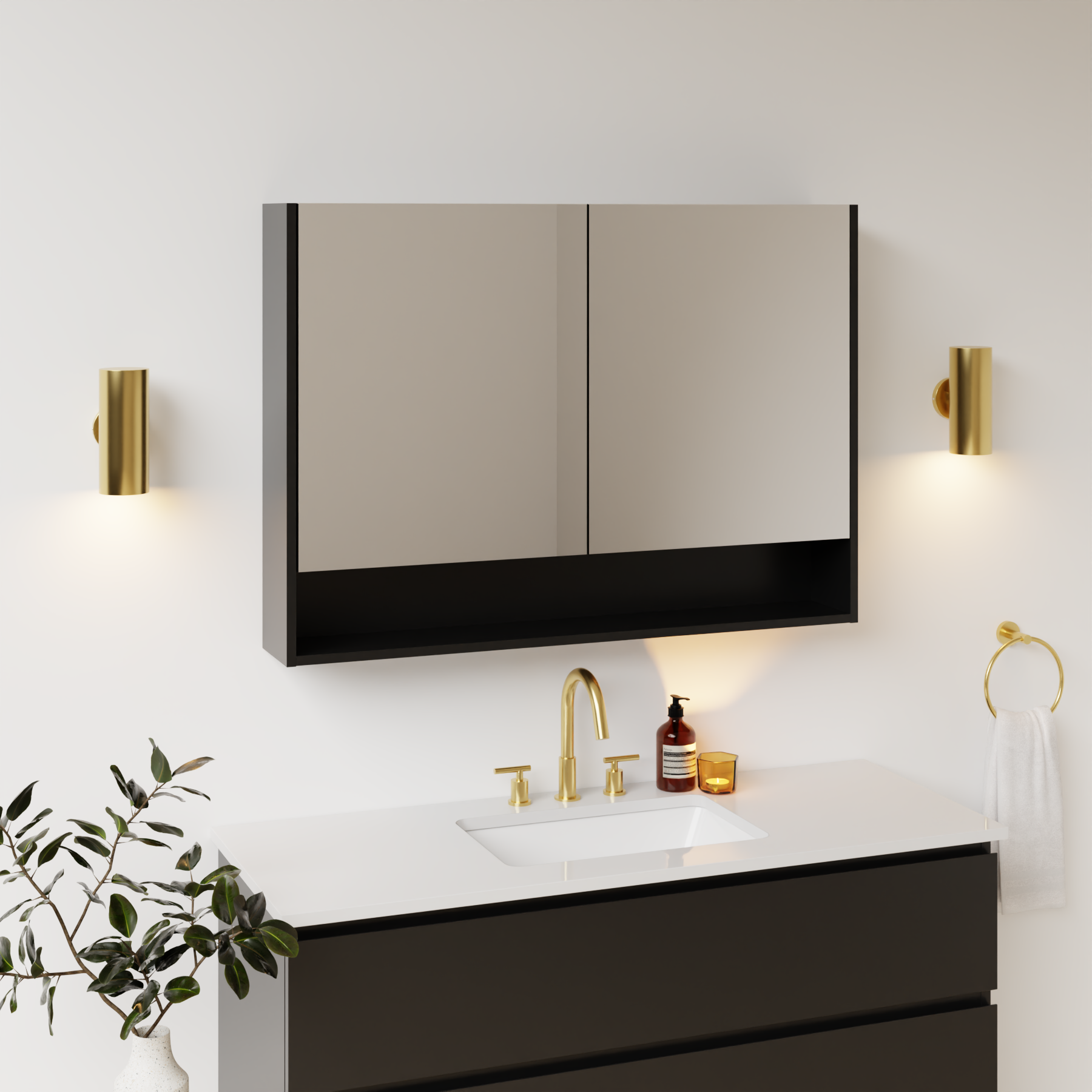 black satin paint medicine cabinet