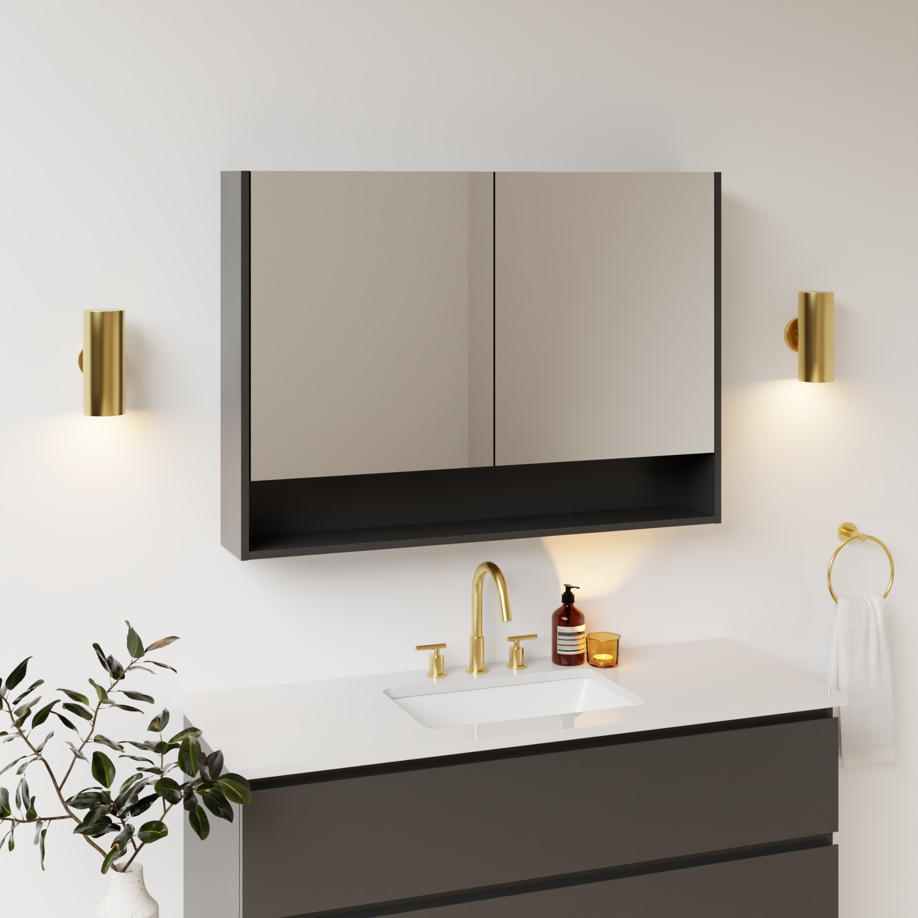 dark grey satin paint medicine cabinet