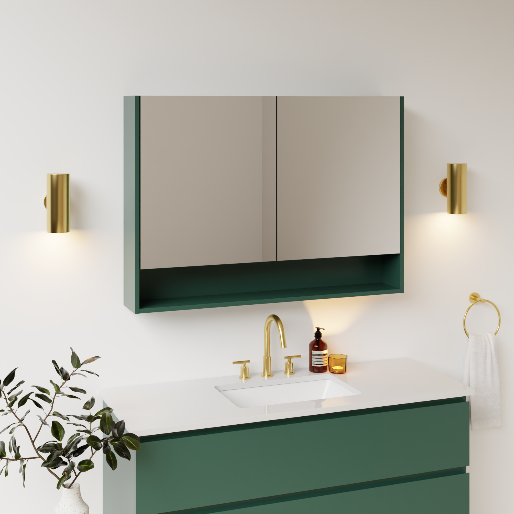 emerald green satin paint medicine cabinet