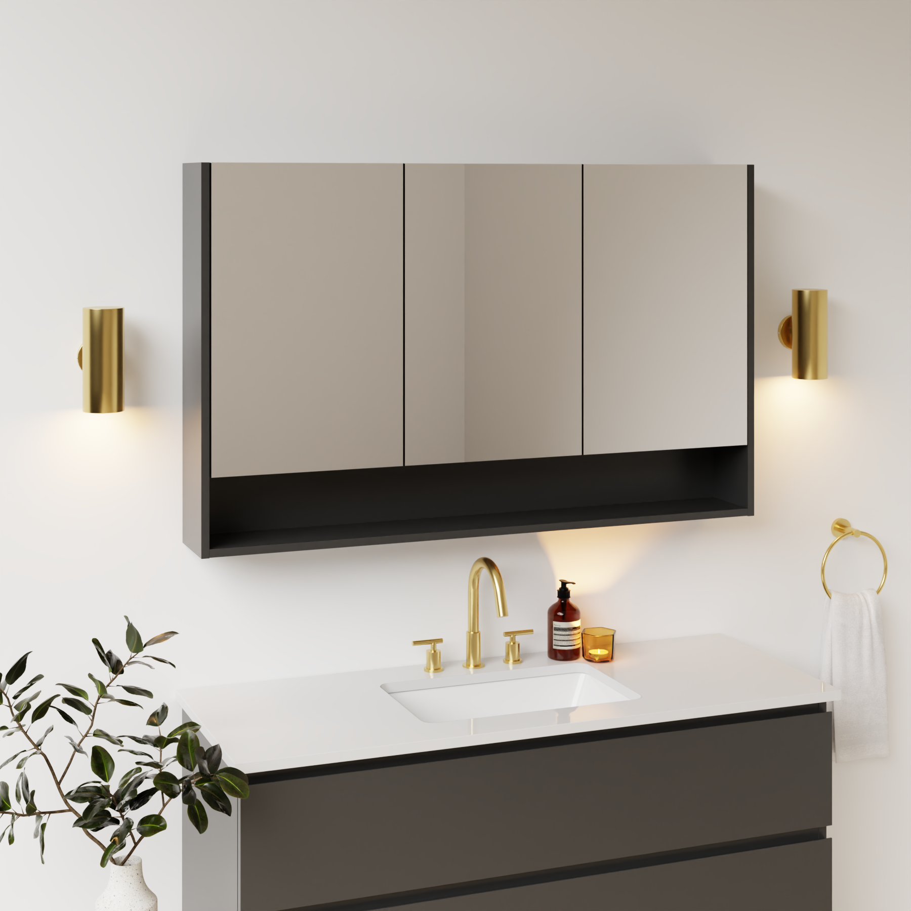 dark grey satin paint medicine cabinet