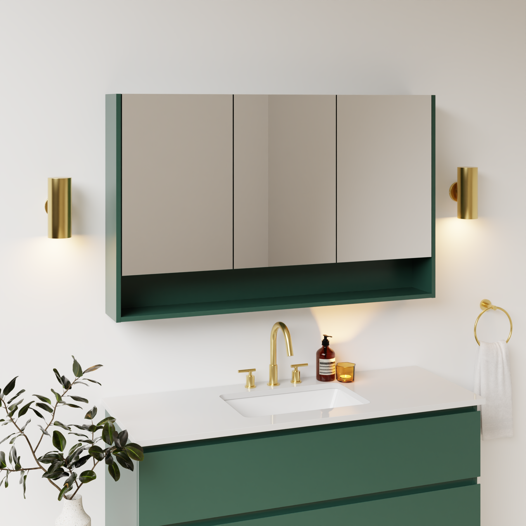 emerald green satin paint medicine cabinet