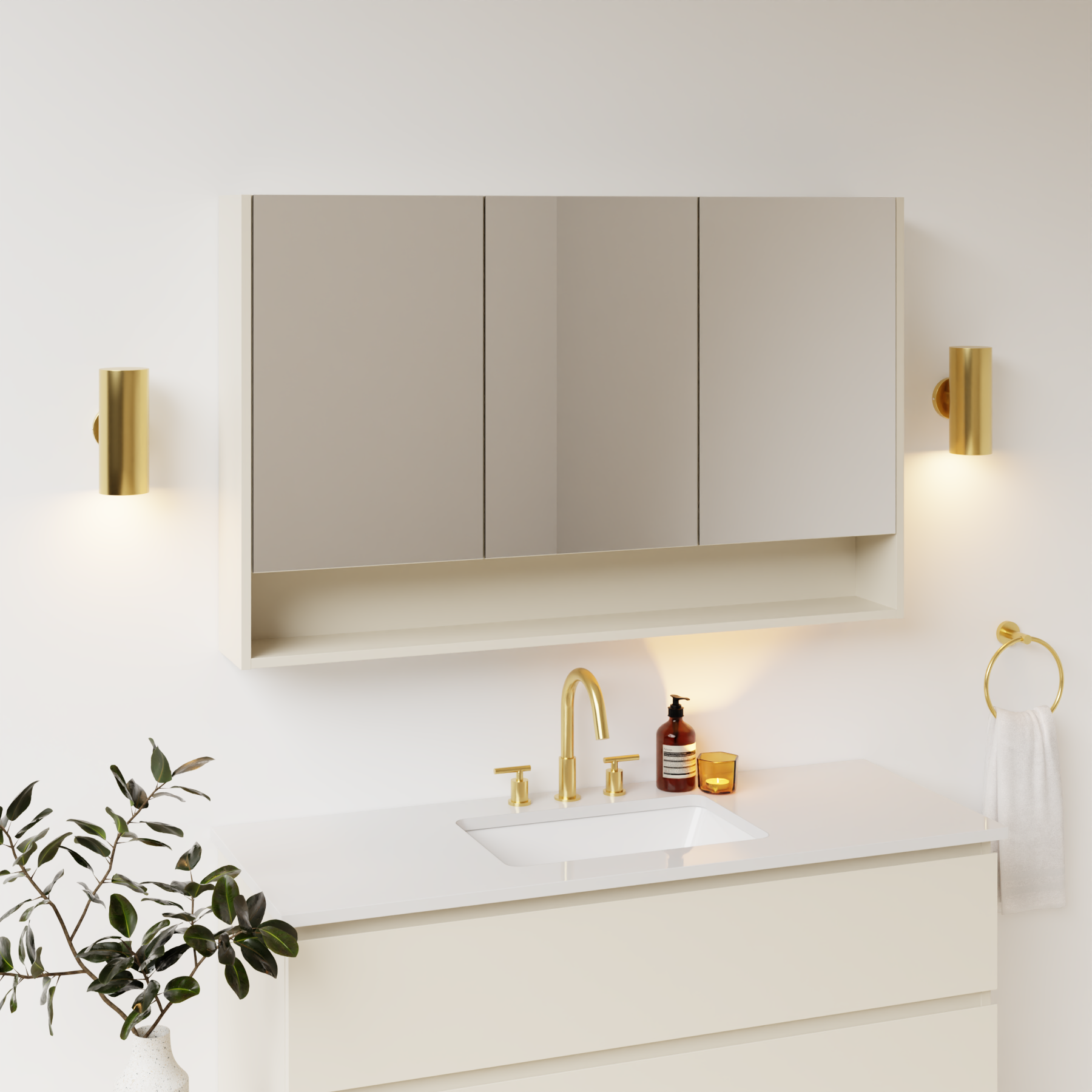 grey beige satin paint medicine cabinet