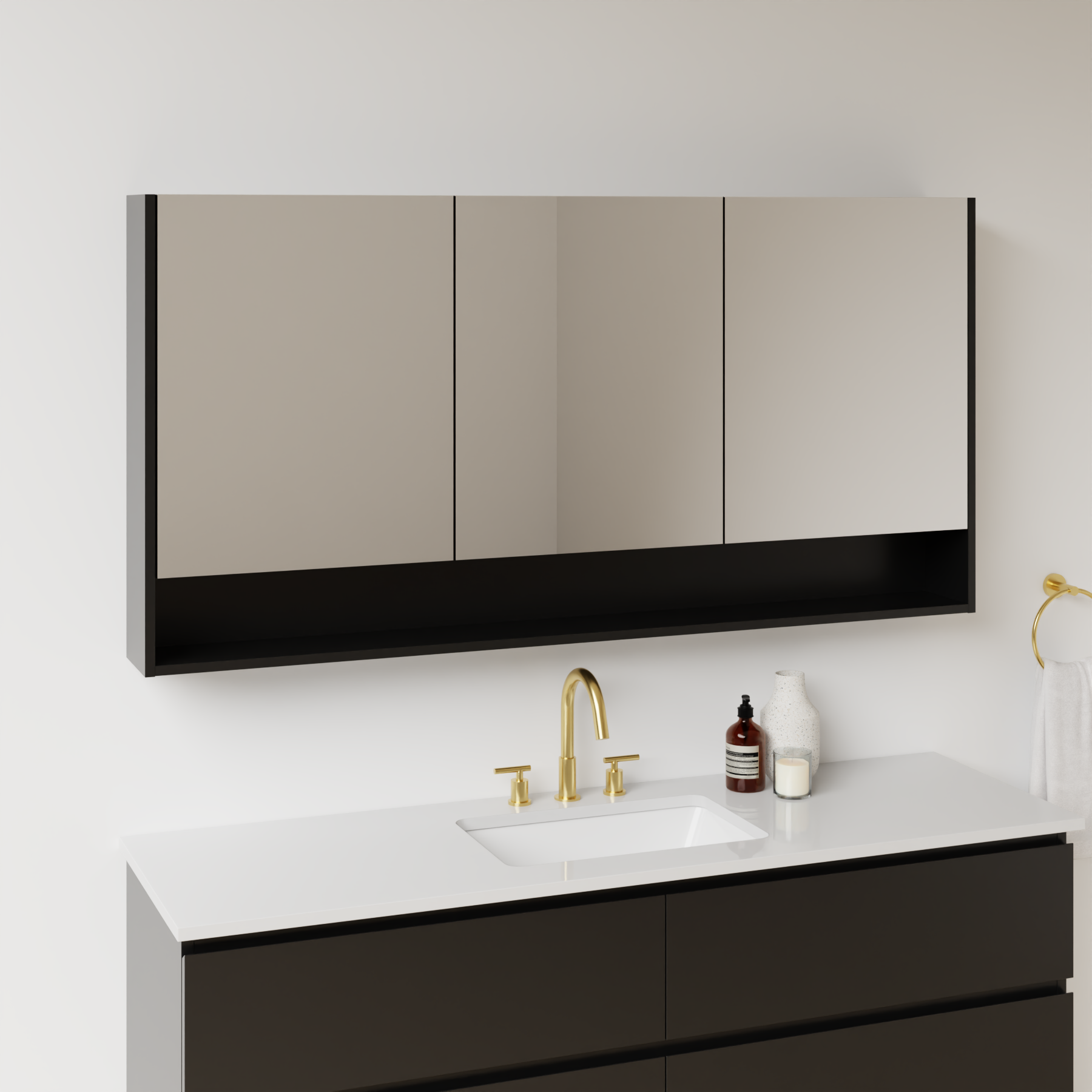 black satin paint medicine cabinet