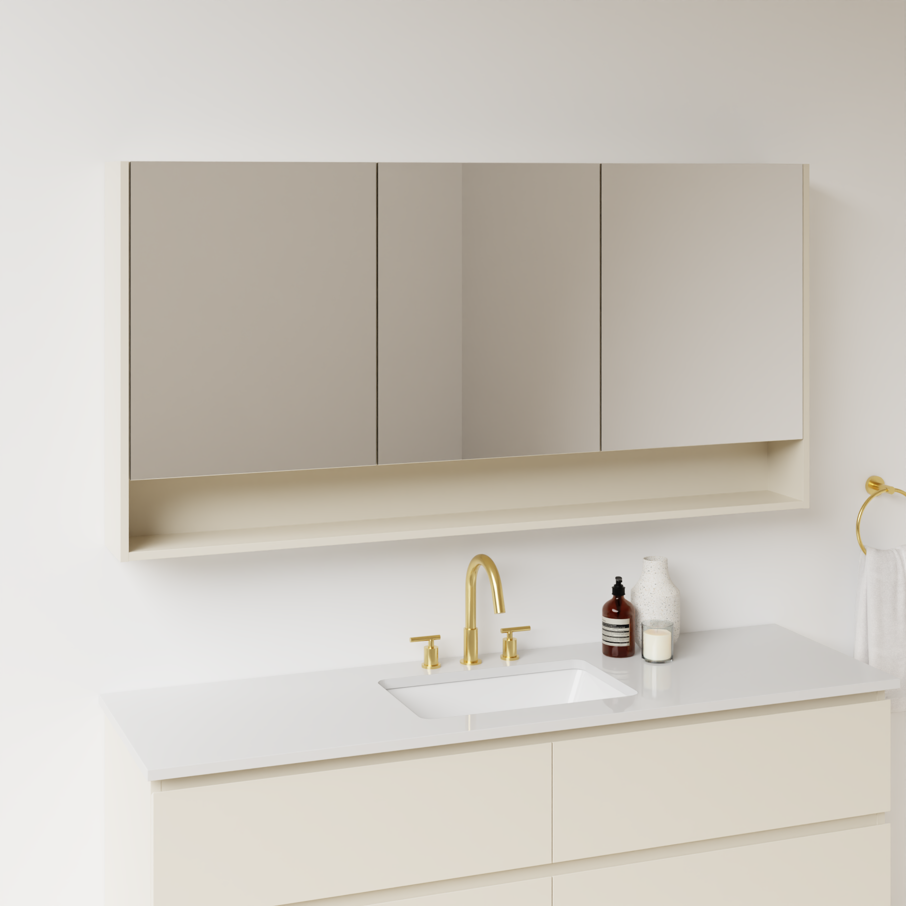 grey beige satin paint medicine cabinet