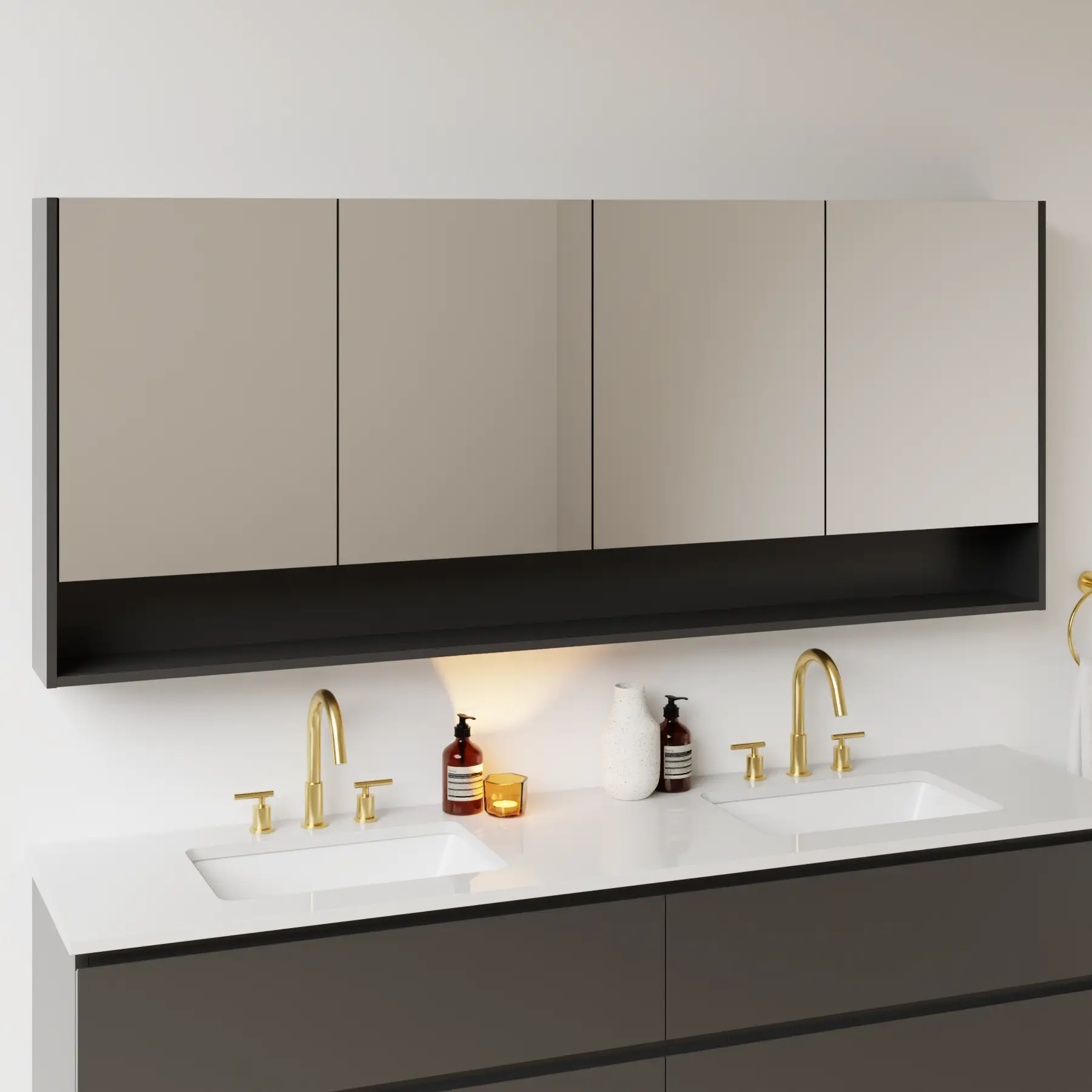 dark grey satin paint medicine cabinet