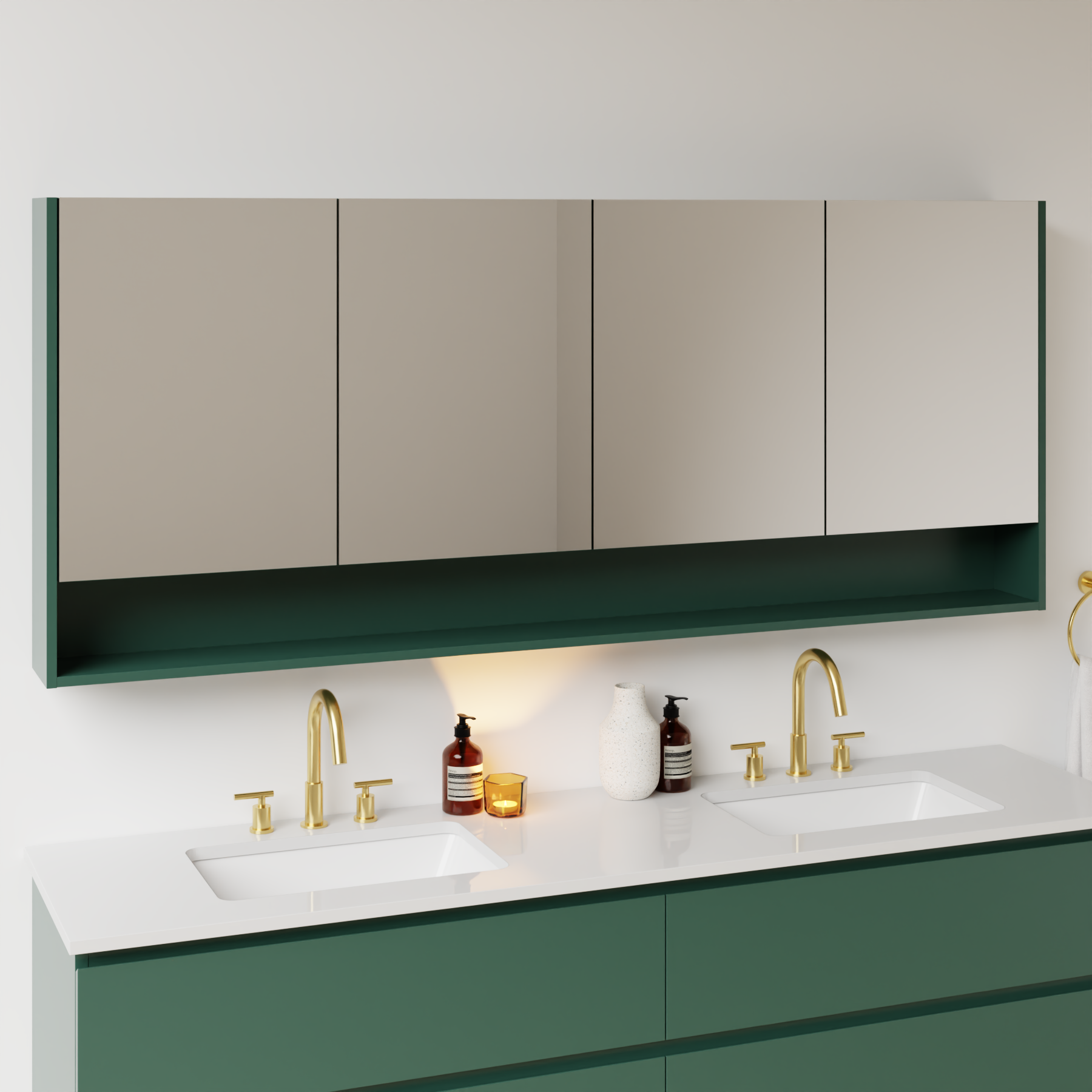 emerald green satin paint medicine cabinet