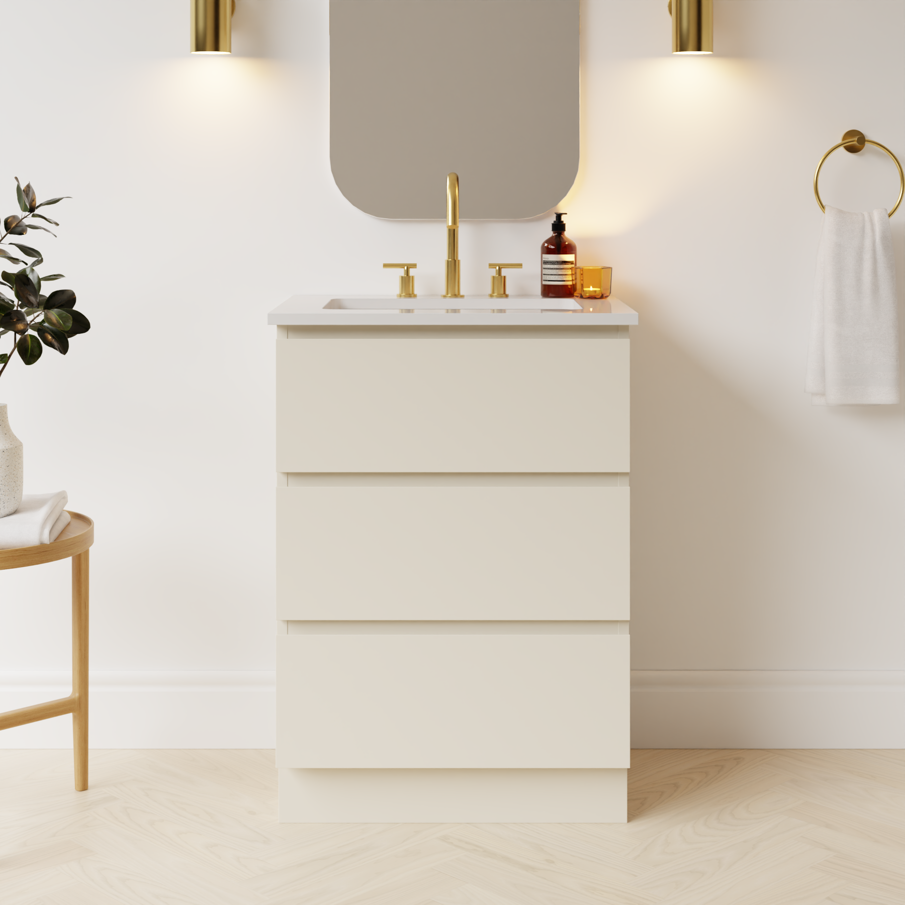 grey beige satin paint vanity